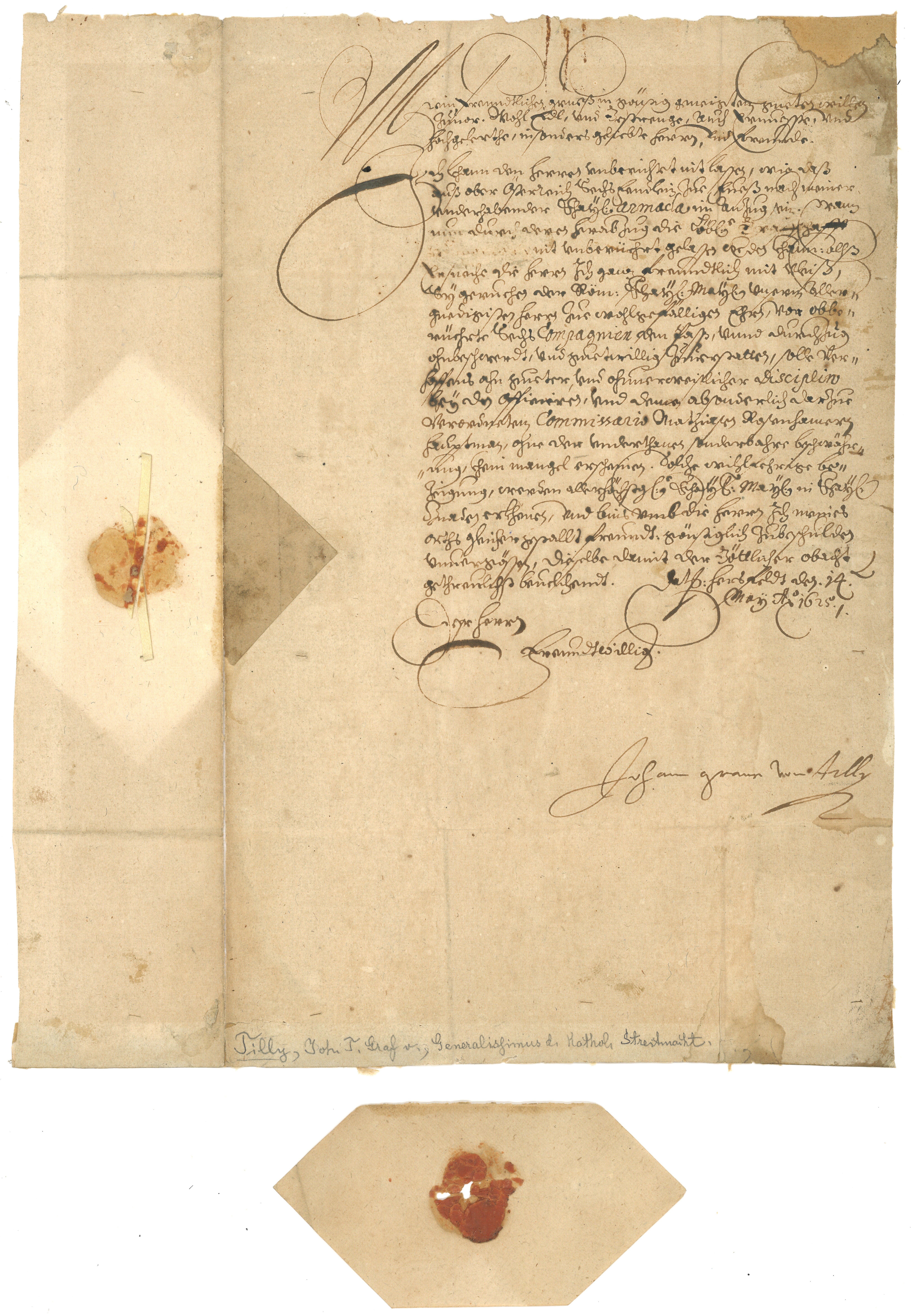 Brief mit Unterschrift von Johann T'Serclaes von Tilly (Bayerisches Armeemuseum CC BY-NC-ND)