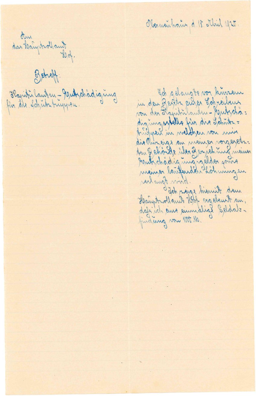 Brief an das Hauptzollamt (Fränkische Schweiz-Museum Tüchersfeld CC BY-NC-ND)