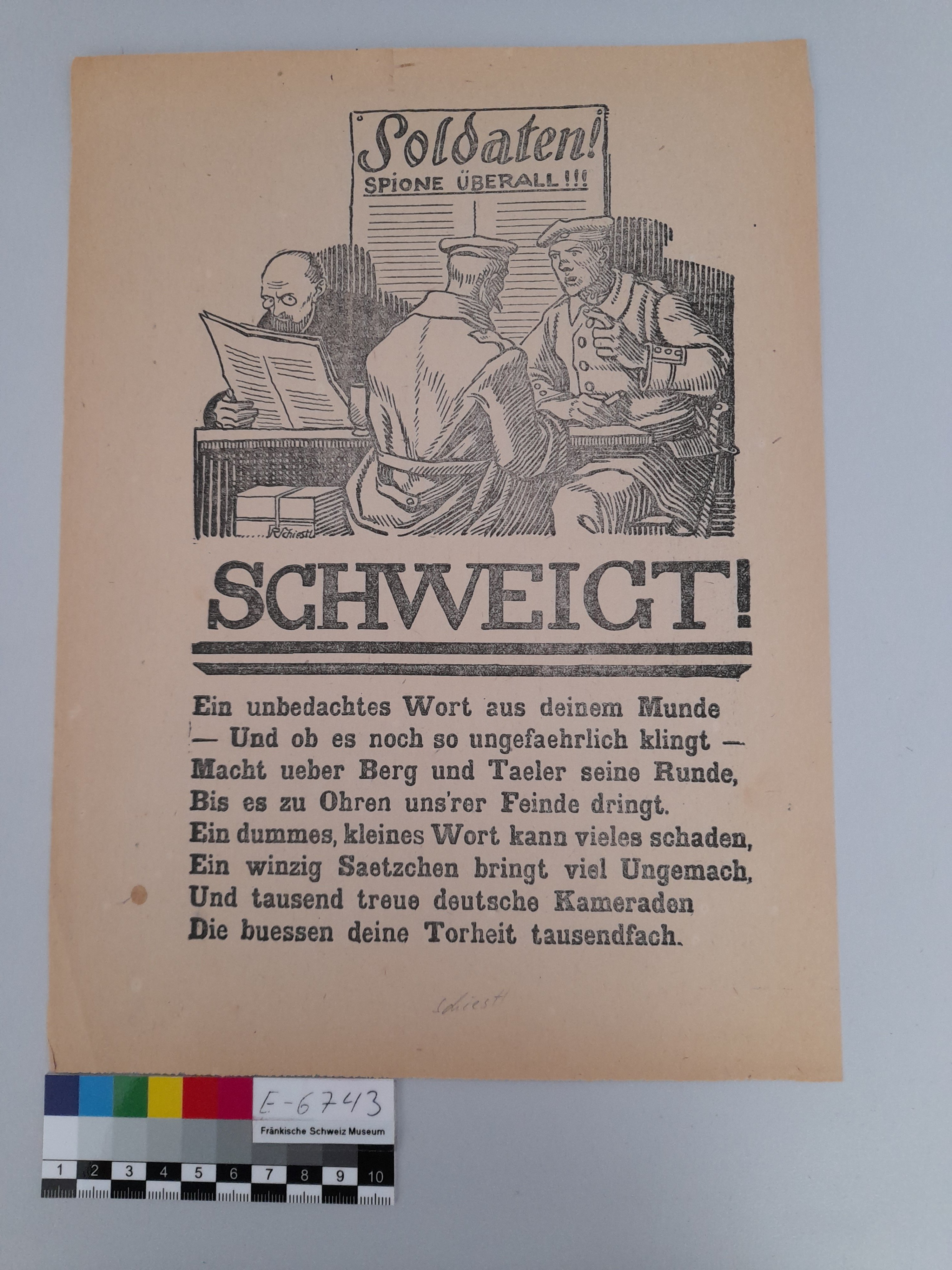 Flugblatt "Soldaten. Spione überall" (Fränkische Schweiz-Museum Tüchersfeld CC BY-NC-SA)