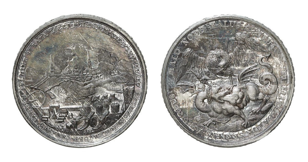Medaille auf die Eroberung von Buda (Ofen) 1686 (Kunstsammlungen der Veste Coburg CC BY-NC-SA)