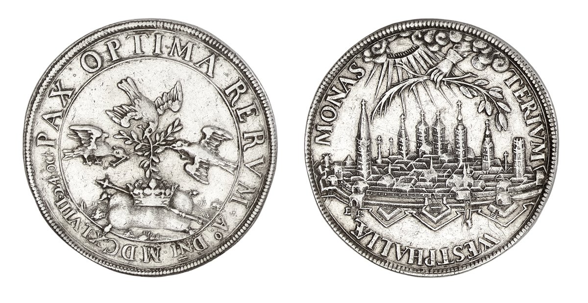 Medaille auf den Abschluss des Westfälischen Friedens 1648 (Kunstsammlungen der Veste Coburg CC BY-NC-SA)