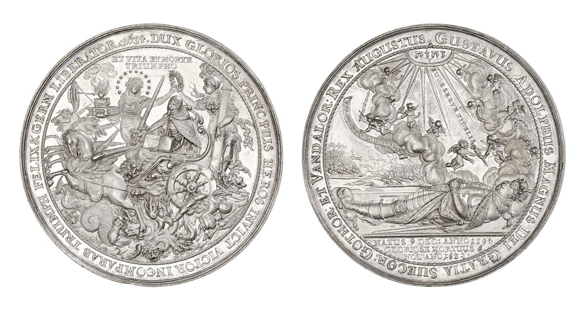 Medaille auf das Begräbnis König Gustav Adolfs von Schweden (Kunstsammlungen der Veste Coburg CC BY-NC-SA)