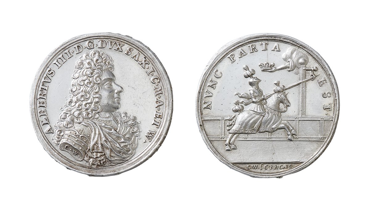 Medaille auf den Tod Herzog Albrecht III. von Sachsen-Coburg (Kunstsammlungen der Veste Coburg CC BY-NC-SA)