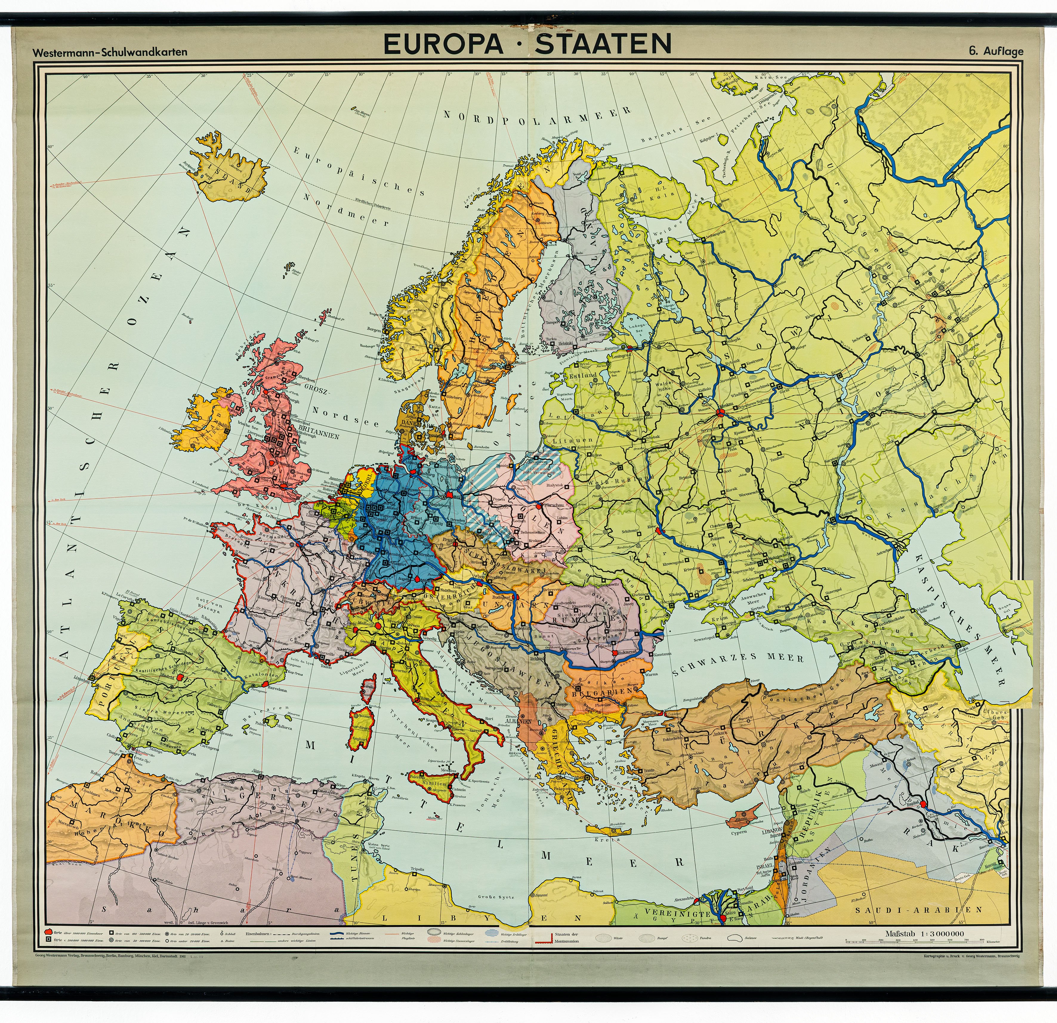 Schulwandkarte "Europa - Staaten" (Mitte Museum/Bezirksamt Mitte von Berlin / Westermann Gruppe CC BY-NC-ND)