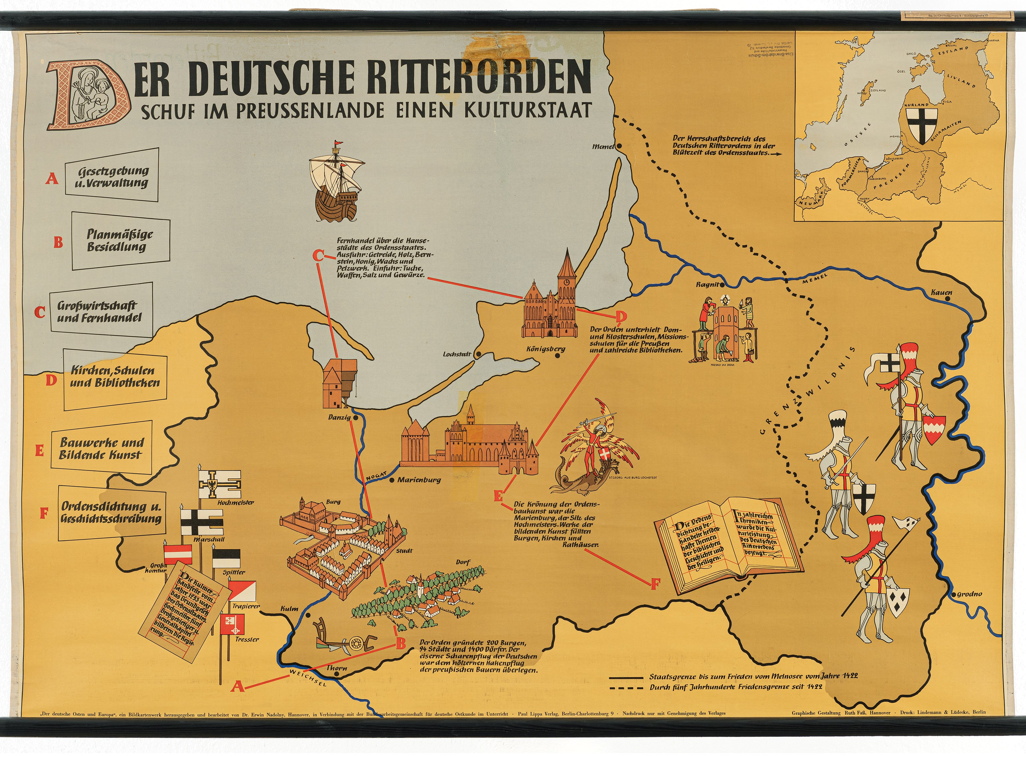 Schulwandbild "Der Deutsche Ritterorden schuf im Preussenlande einen Kulturstaat" (Mitte Museum/Bezirksamt Mitte von Berlin CC0)