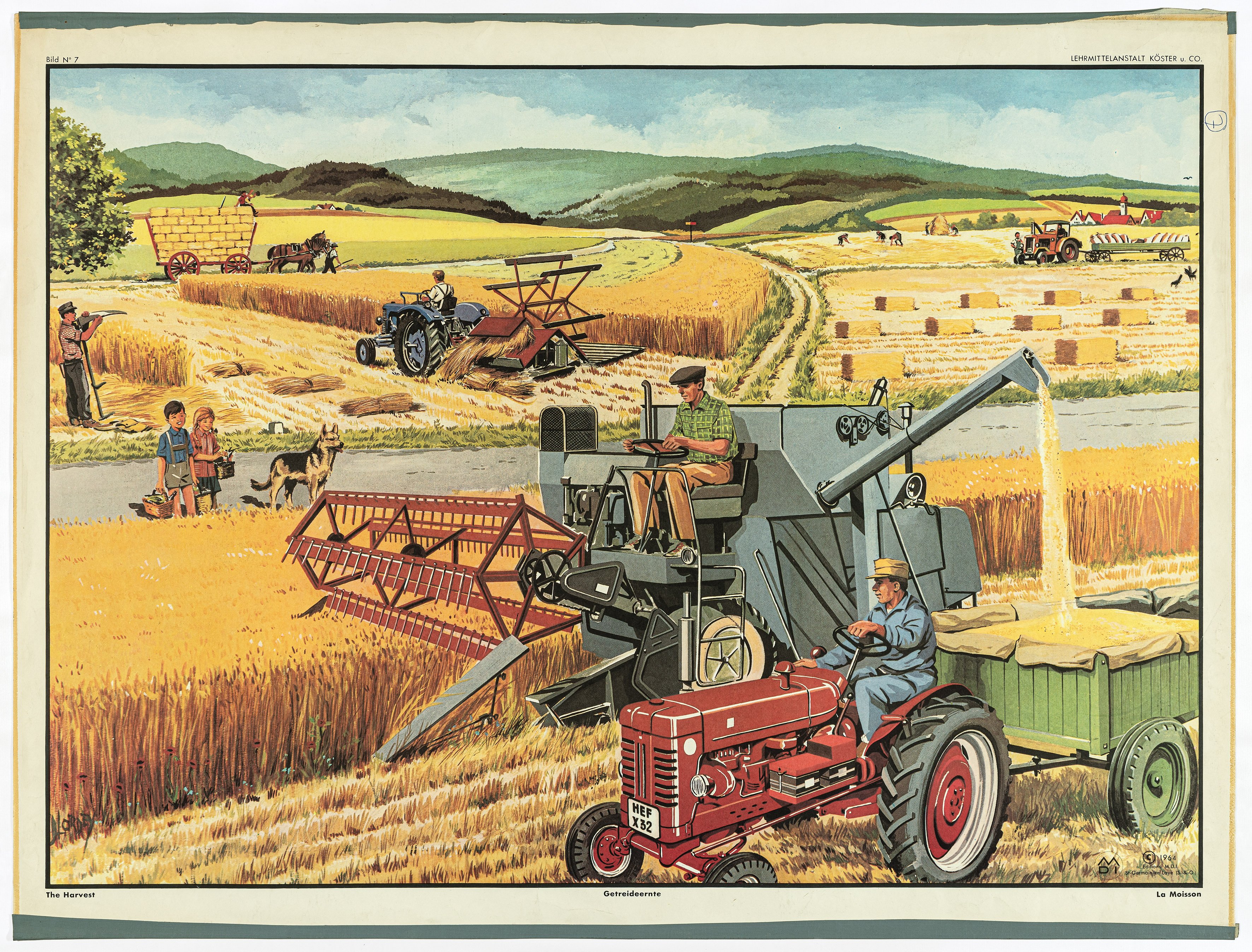 Schulwandbild "The Harvest, Getreideernte, La Moisson | The Baker, Bäcker, Le Boulanger" (Mitte Museum/Bezirksamt Mitte von Berlin CC BY-NC-SA)