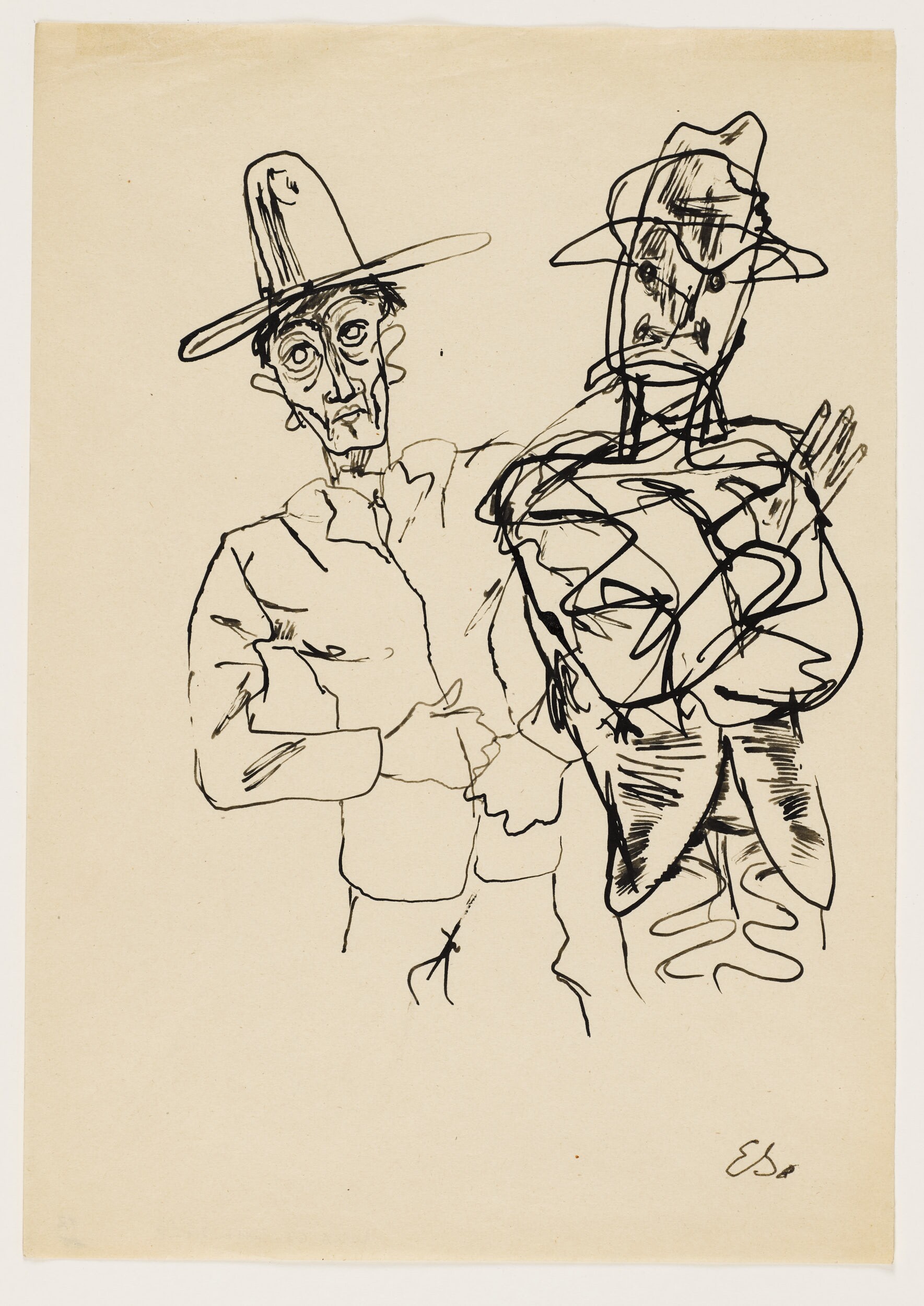 [Zwei Männer mit Hüten] (Kunstsammlung Pankow, Berlin RR-F)