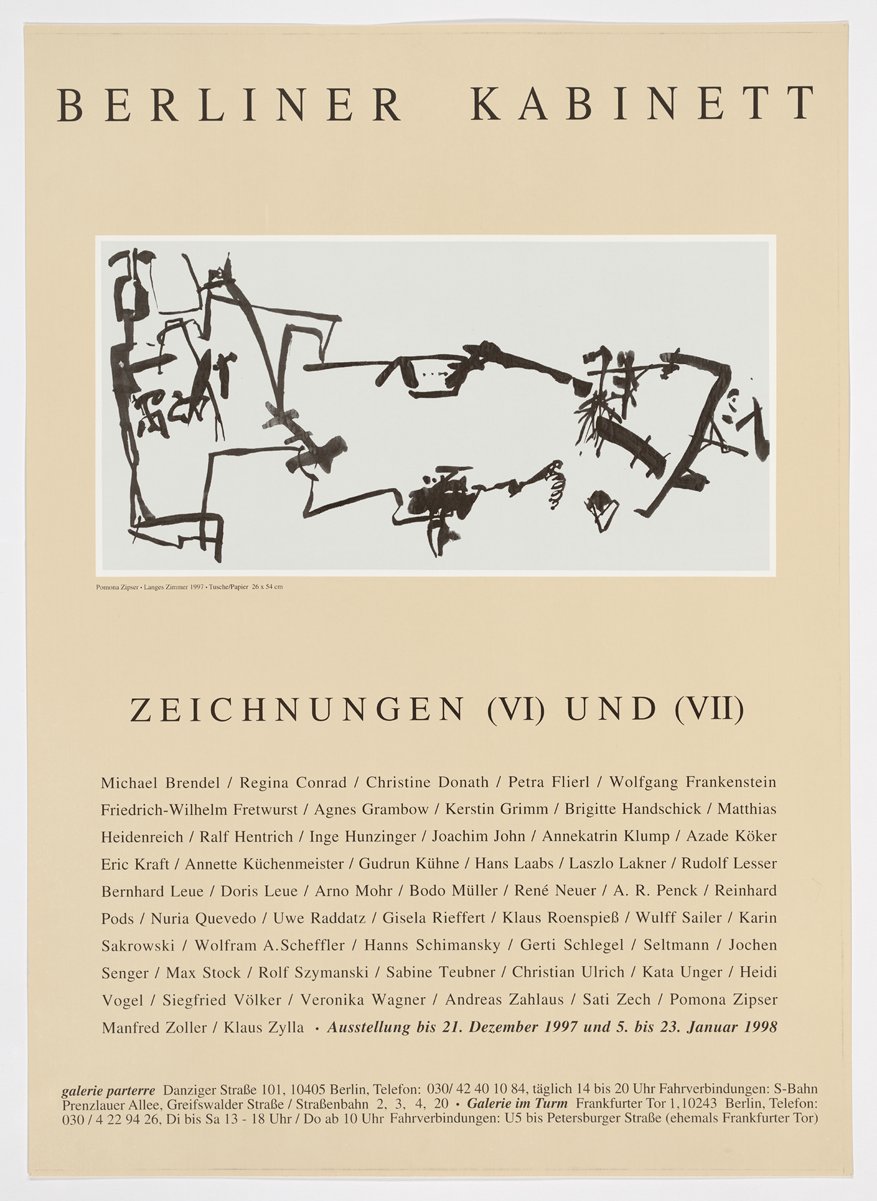 Langes Zimmer (Plakat zur Ausstellung: Berliner Kabinett Zeichnungen (VI) und (VII)) (Kunstsammlung Pankow, Berlin CC BY-NC-SA)