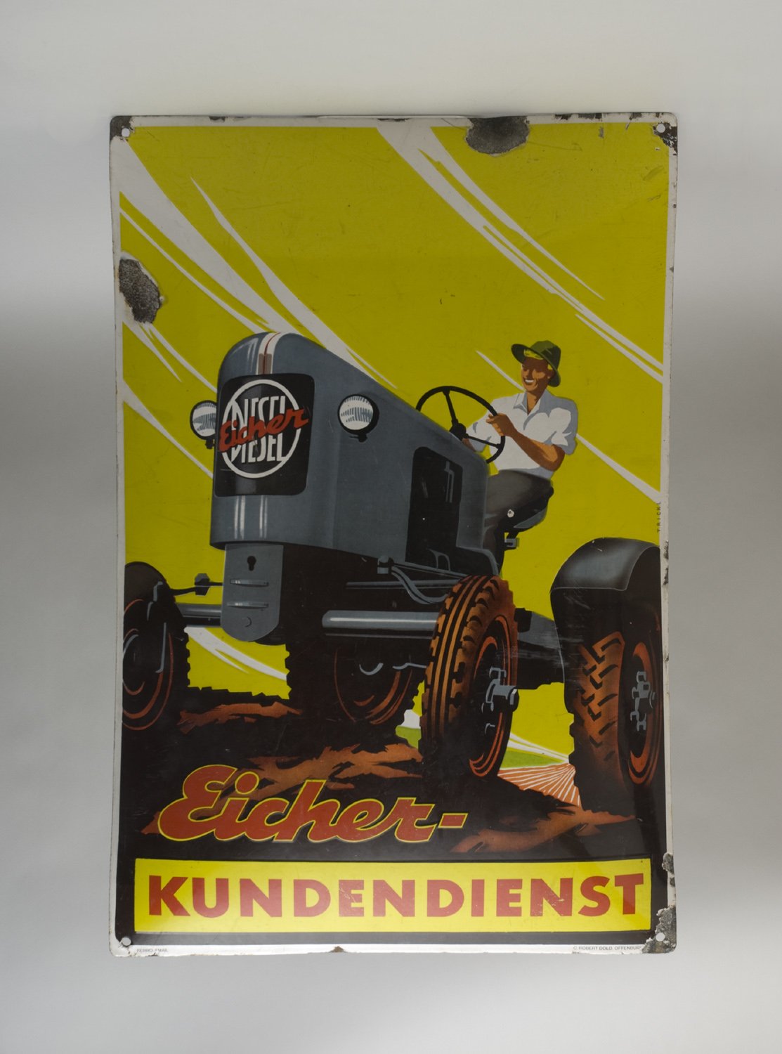 Werbeschild für "Eicher - Kundendienst" (Stiftung Domäne Dahlem - Landgut und Museum, Weiternutzung nur mit Genehmigung des Museums CC BY-NC-SA)