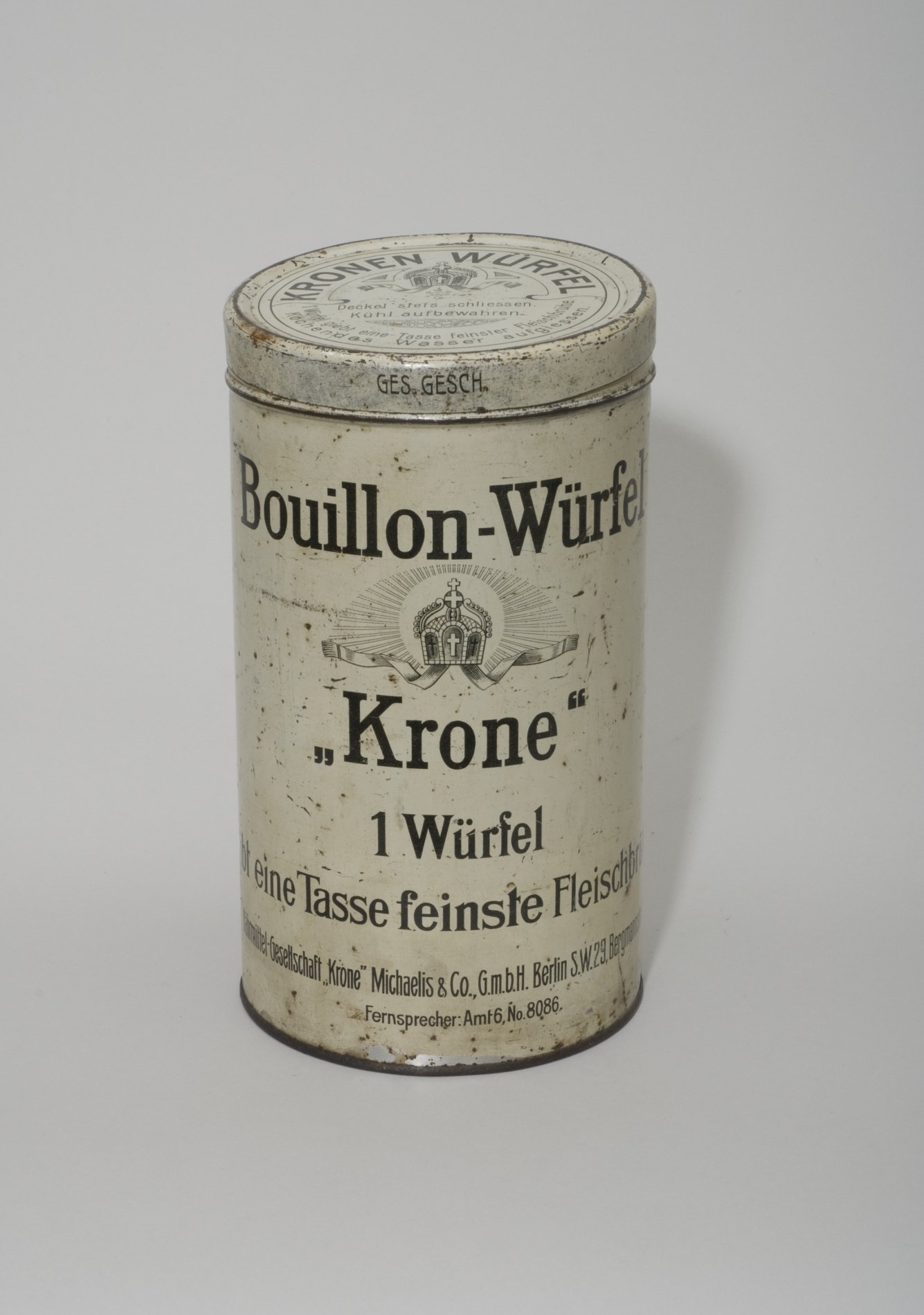 Vorratsdose "Krone Bouillon-Würfel" (Stiftung Domäne Dahlem - Landgut und Museum, Weiternutzung nur mit Genehmigung des Museums CC BY-NC-SA)