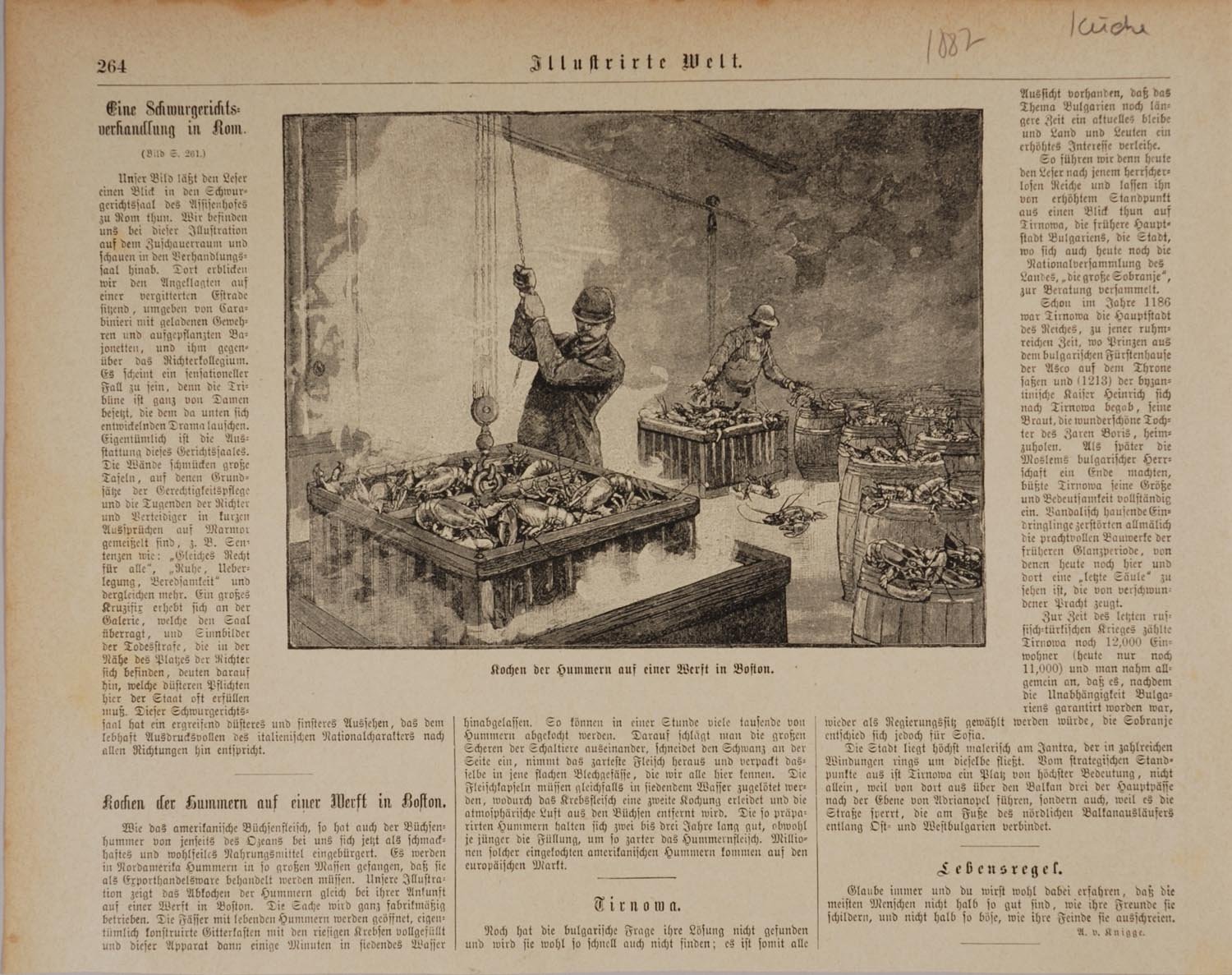 Zeitungsausschnitt "Kochen der Hummern auf einer Werft in Boston" (Stiftung Domäne Dahlem - Landgut und Museum, Weiternutzung nur mit Genehmigung des Museums CC BY-NC-SA)
