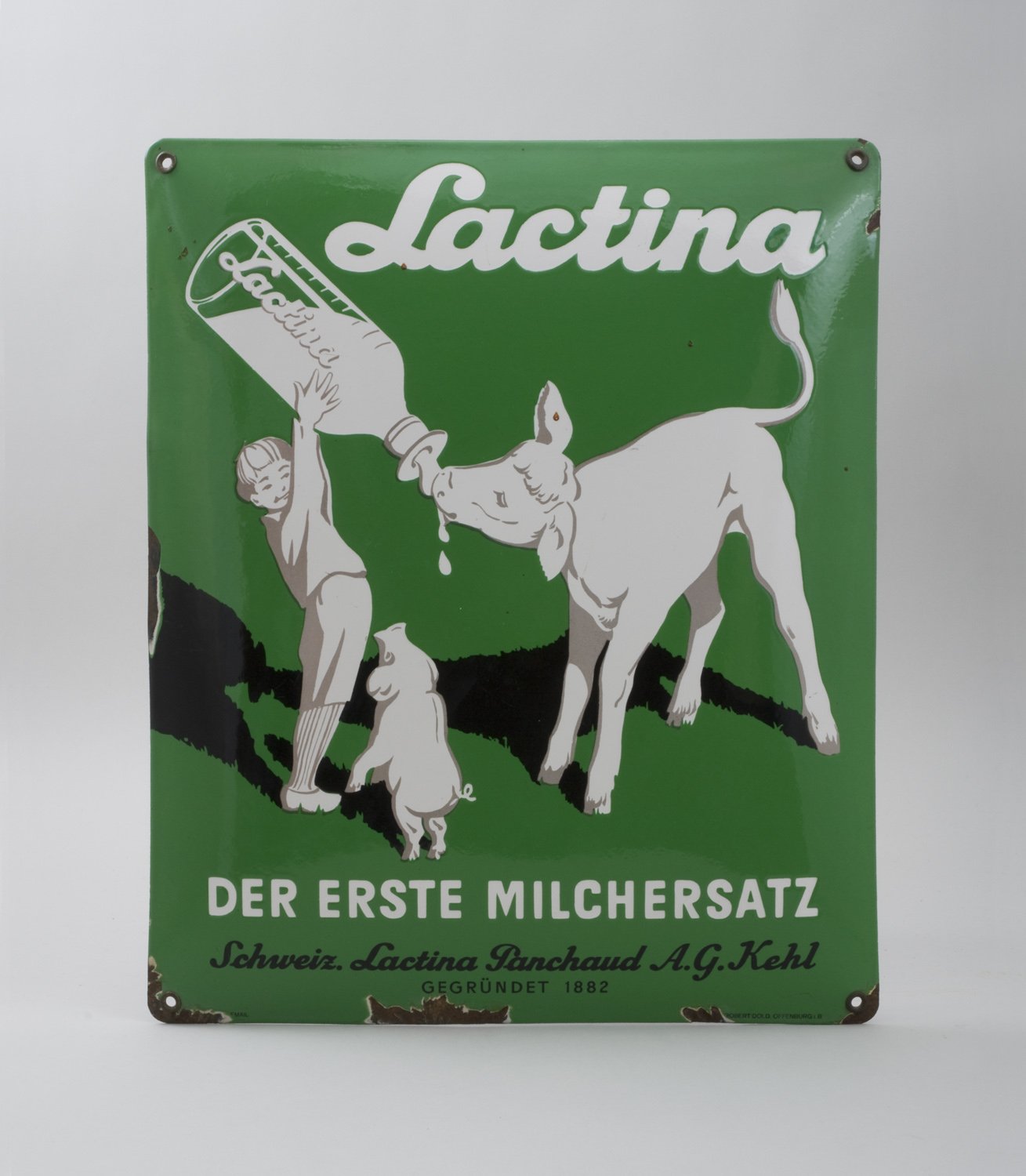 Reklameschild "Lactina - Der erste Milchersatz" (Stiftung Domäne Dahlem - Landgut und Museum, Weiternutzung nur mit Genehmigung des Museums CC BY-NC-SA)