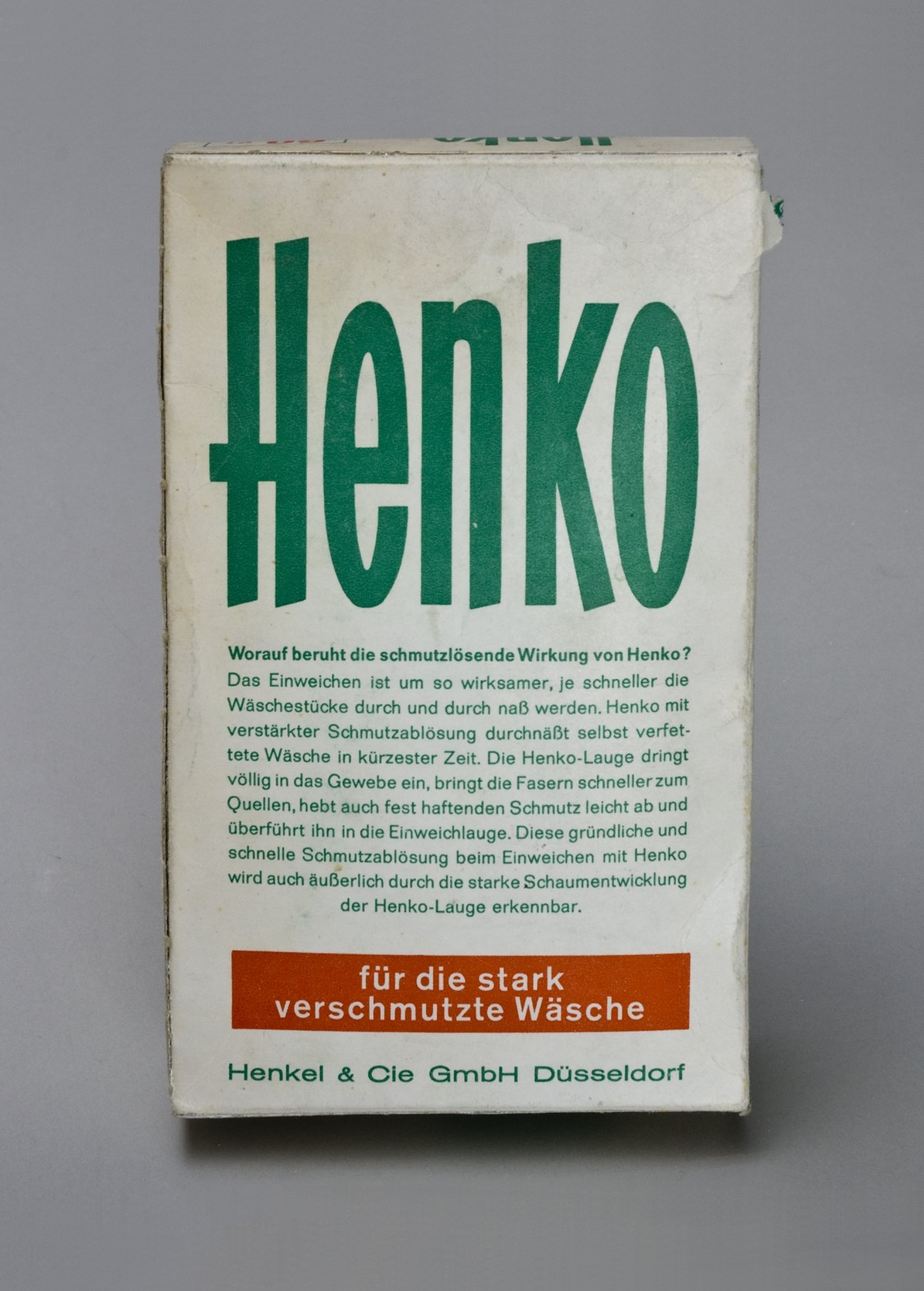 Packung "Henko" Waschpulver (Stiftung Domäne Dahlem - Landgut und Museum, Weiternutzung nur mit Genehmigung des Museums CC BY-NC-SA)