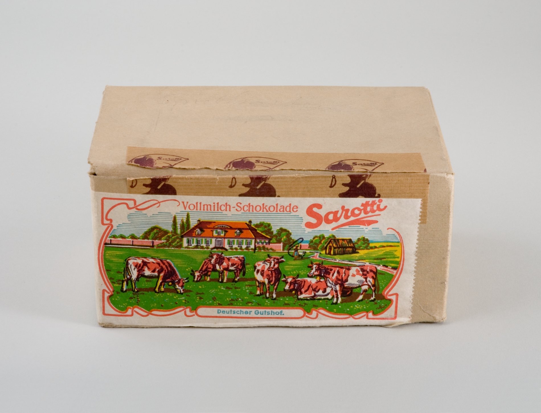 Karton "Sarotti - Vollmilch-Schokolade" (Stiftung Domäne Dahlem - Landgut und Museum, Weiternutzung nur mit Genehmigung des Museums CC BY-NC-SA)