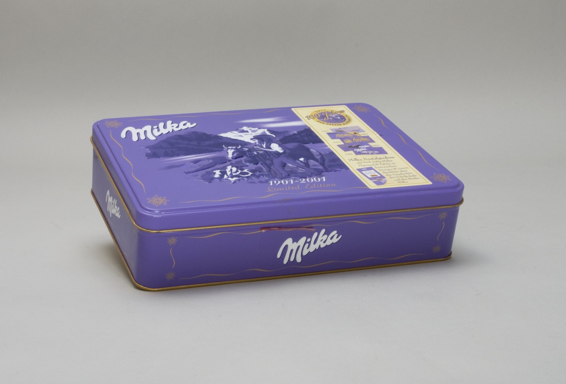 Dose "100 Jahre Milka Schokolade" (Stiftung Domäne Dahlem - Landgut und Museum, Weiternutzung nur mit Genehmigung des Museums CC BY-NC-SA)