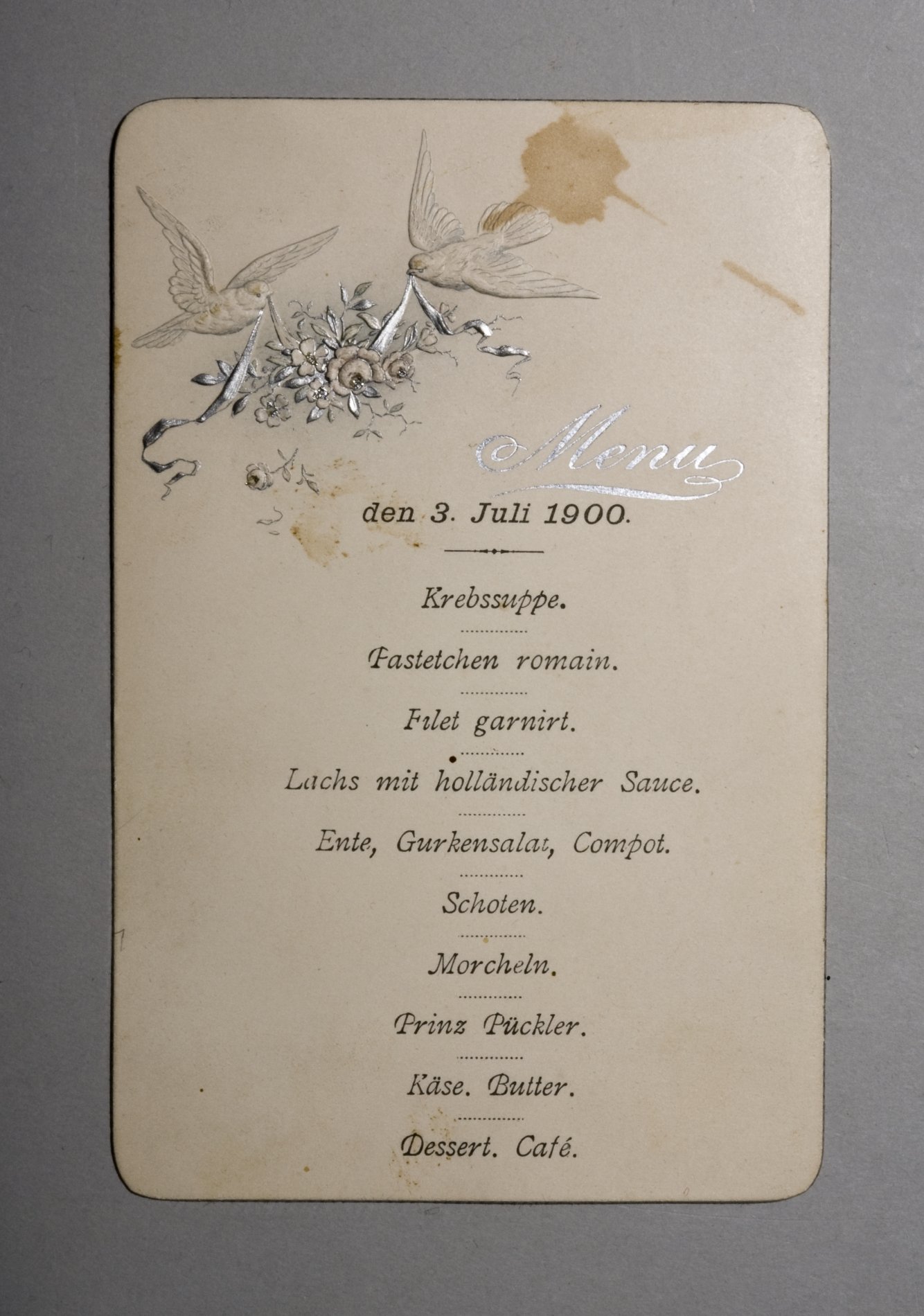 Menu-Karte (Stiftung Domäne Dahlem - Landgut und Museum, Weiternutzung nur mit Genehmigung des Museums CC BY-NC-SA)