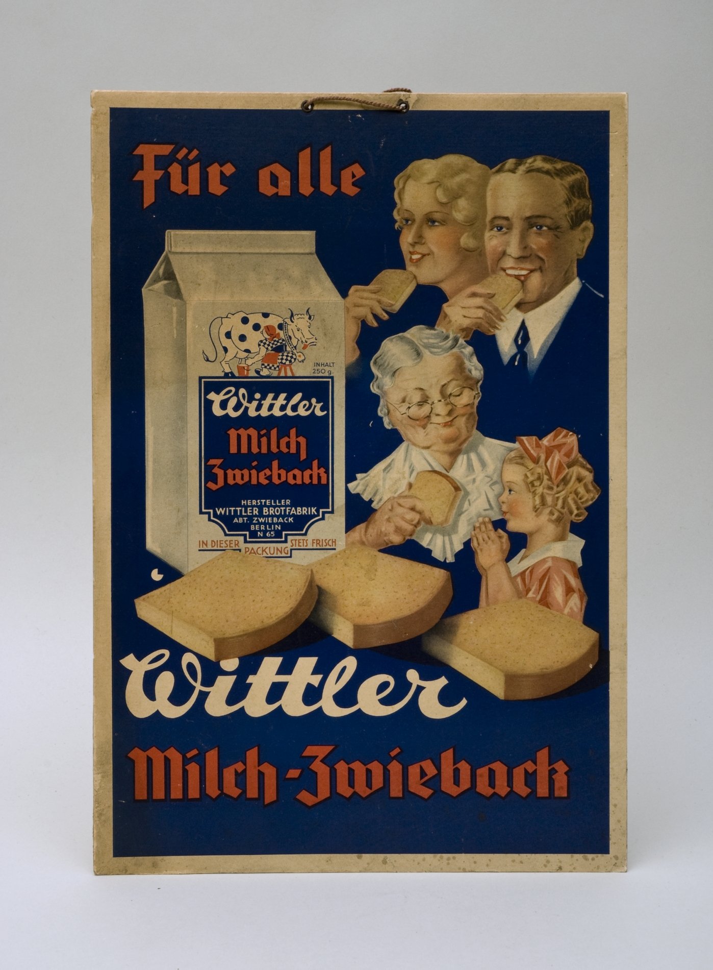 Reklameschild "Wittler Milch-Zwieback" (Stiftung Domäne Dahlem - Landgut und Museum, Weiternutzung nur mit Genehmigung des Museums CC BY-NC-SA)