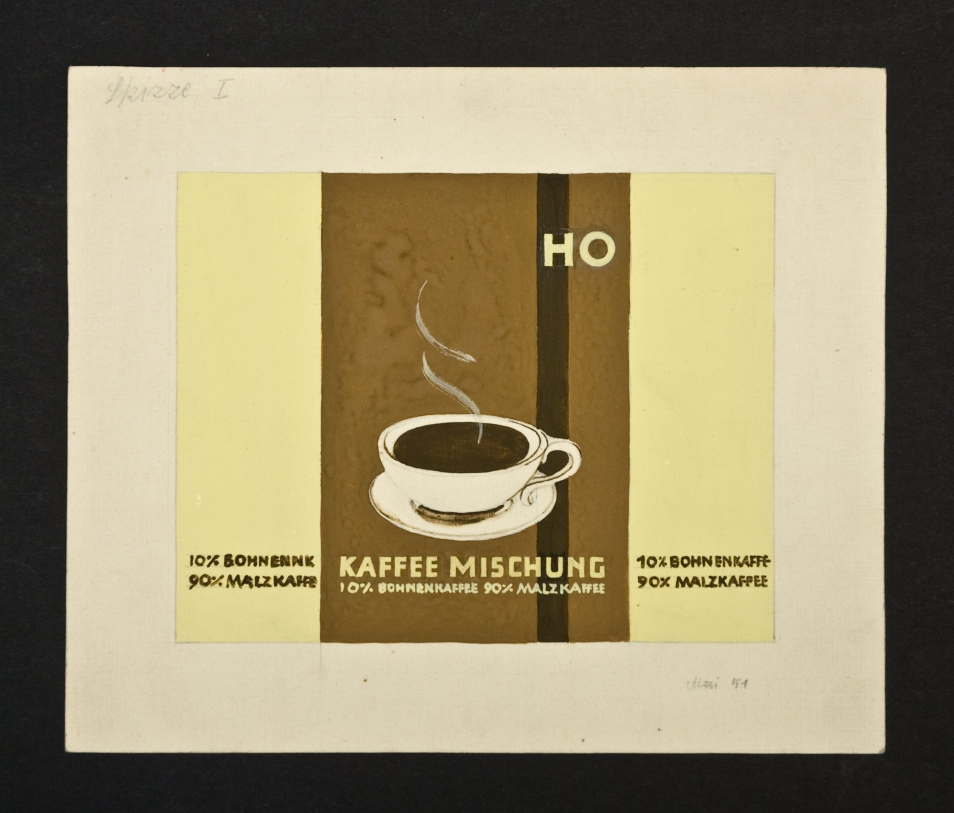 Reklameschild-Entwurf "HO Kaffeemischung" (Stiftung Domäne Dahlem - Landgut und Museum, Weiternutzung nur mit Genehmigung des Museums CC BY-NC-SA)