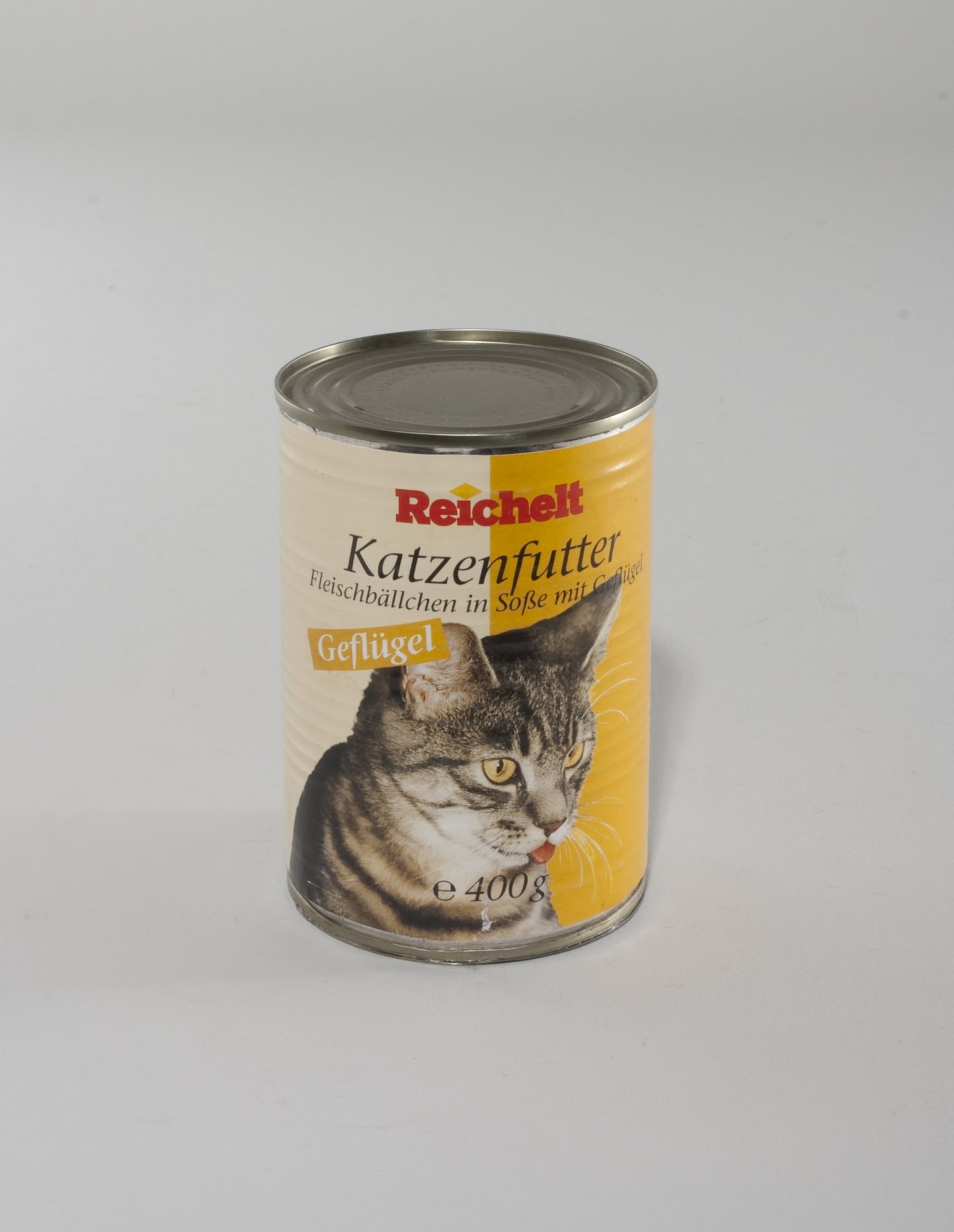 Katzenfutter-Dose der "Reichelt" Eigenmarke (Stiftung Domäne Dahlem - Landgut und Museum, Weiternutzung nur mit Genehmigung des Museums CC BY-NC-SA)