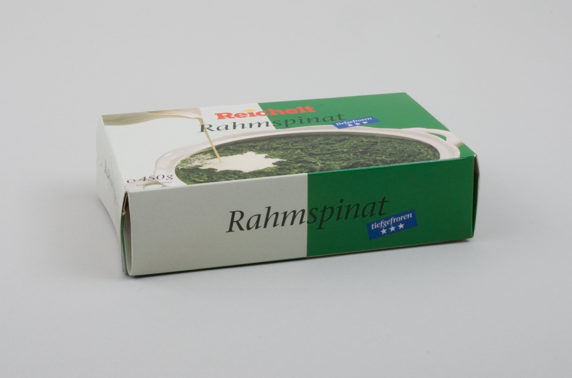 Verpackung "Rahmspinat" der Firma "Reichelt" (Stiftung Domäne Dahlem - Landgut und Museum, Weiternutzung nur mit Genehmigung des Museums CC BY-NC-SA)