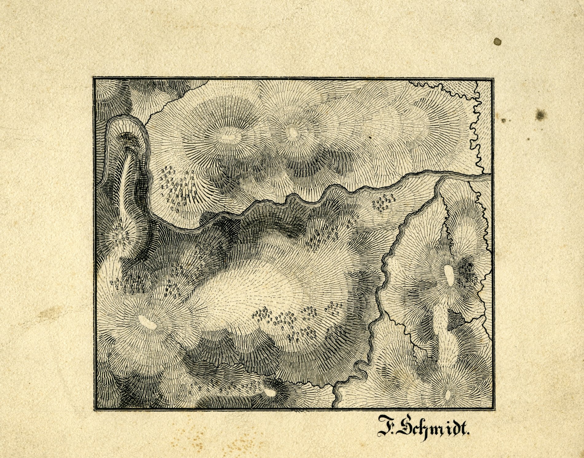 Federzeichnung "Geomorpholog. Plan" (Stiftung Domäne Dahlem - Landgut und Museum, Weiternutzung nur mit Genehmigung des Museums CC BY-NC-SA)
