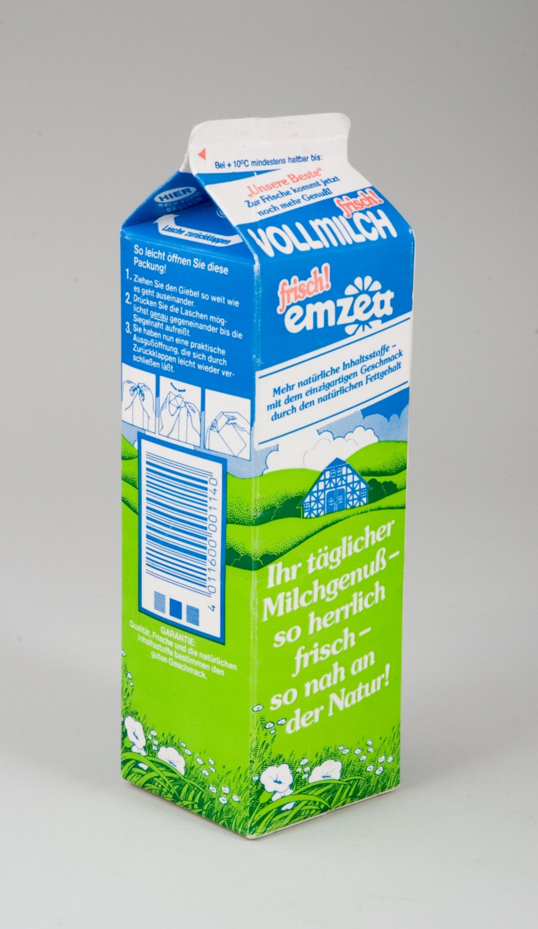 Milchpackung "emzett" (Stiftung Domäne Dahlem - Landgut und Museum, Weiternutzung nur mit Genehmigung des Museums CC BY-NC-SA)