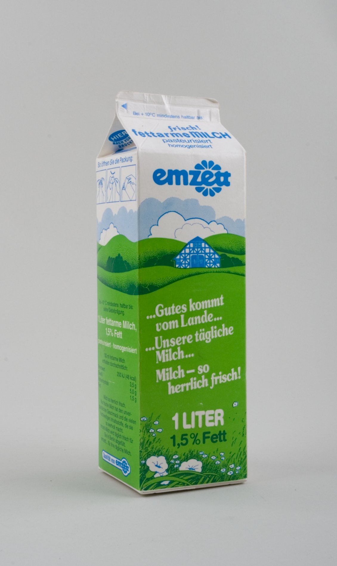 Milchpackung "emzett" (Stiftung Domäne Dahlem - Landgut und Museum, Weiternutzung nur mit Genehmigung des Museums CC BY-NC-SA)
