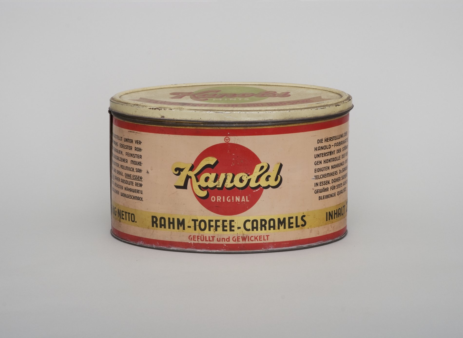 Bonbon-Dose "Kanold Rahm-Toffee-Caramels" (Stiftung Domäne Dahlem - Landgut und Museum, Weiternutzung nur mit Genehmigung des Museums CC BY-NC-SA)