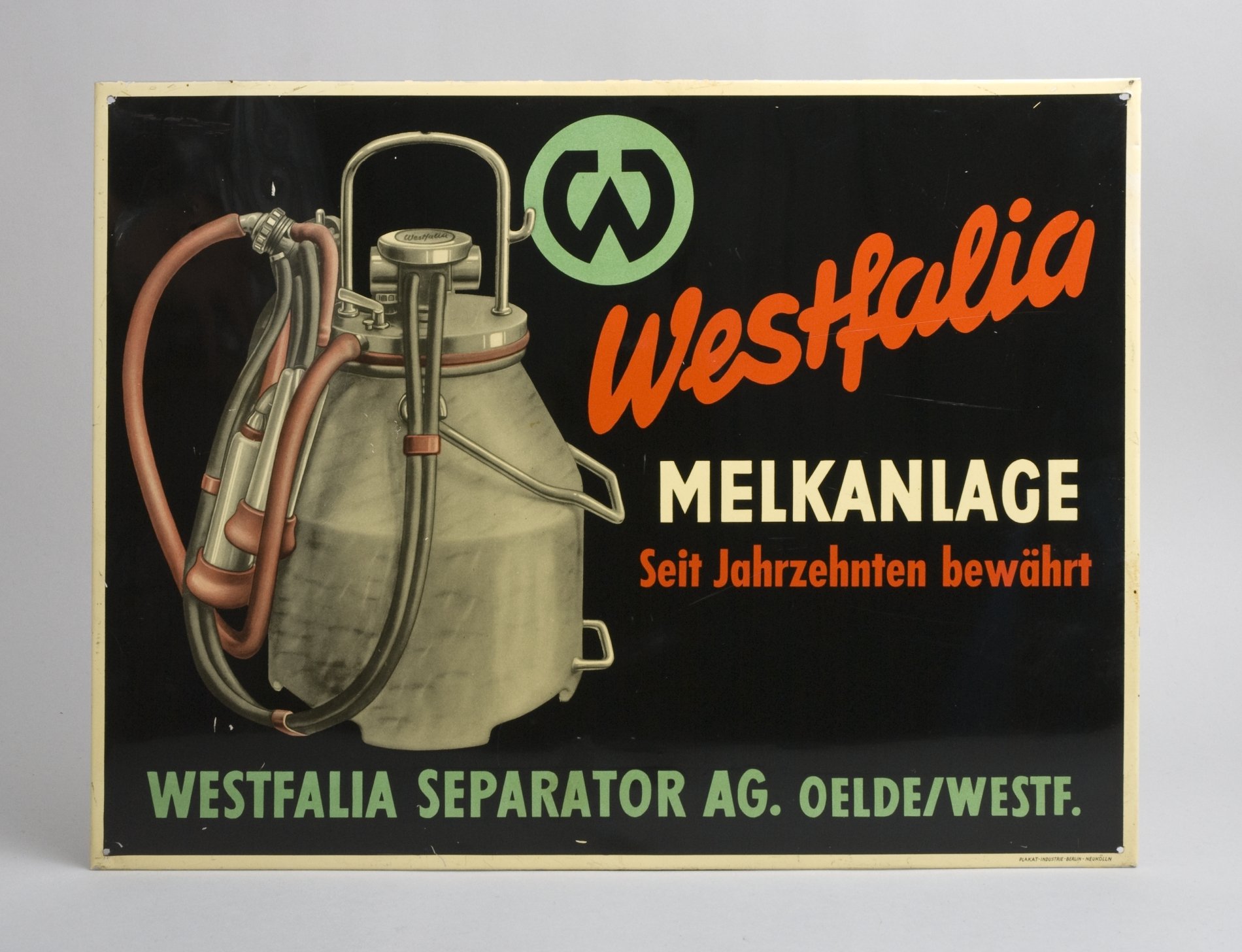 Werbeschild "Westfalia Melkanlage" (Stiftung Domäne Dahlem - Landgut und Museum, Weiternutzung nur mit Genehmigung des Museums CC BY-NC-SA)