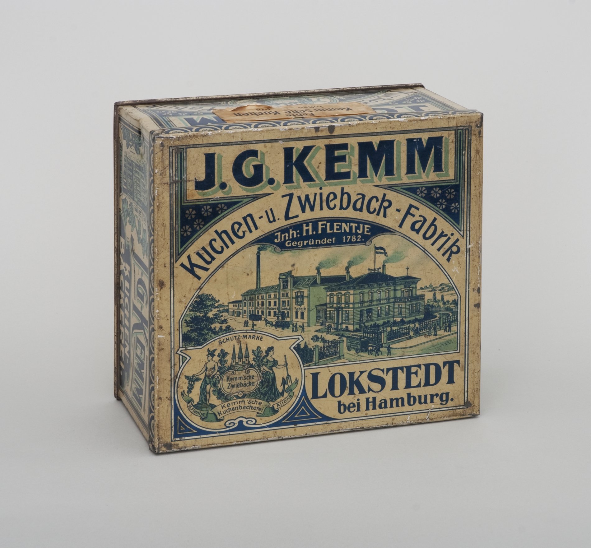 Dose für "Kemm'sche Kuchen" von "J. G. Kemm" (Stiftung Domäne Dahlem - Landgut und Museum, Weiternutzung nur mit Genehmigung des Museums CC BY-NC-SA)