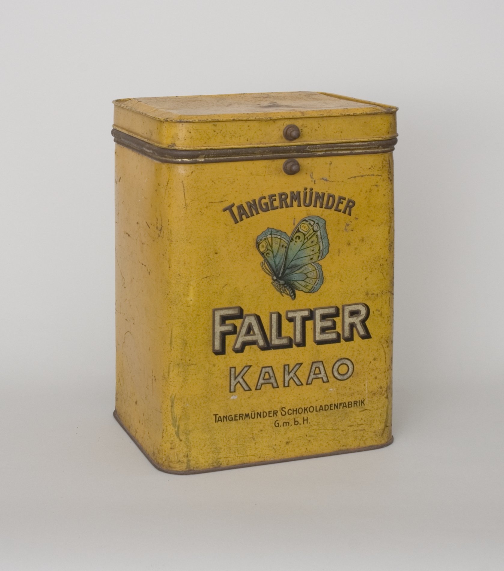 Vorratsdose "Tangermünder Falter Kakao" (Stiftung Domäne Dahlem - Landgut und Museum, Weiternutzung nur mit Genehmigung des Museums CC BY-NC-SA)