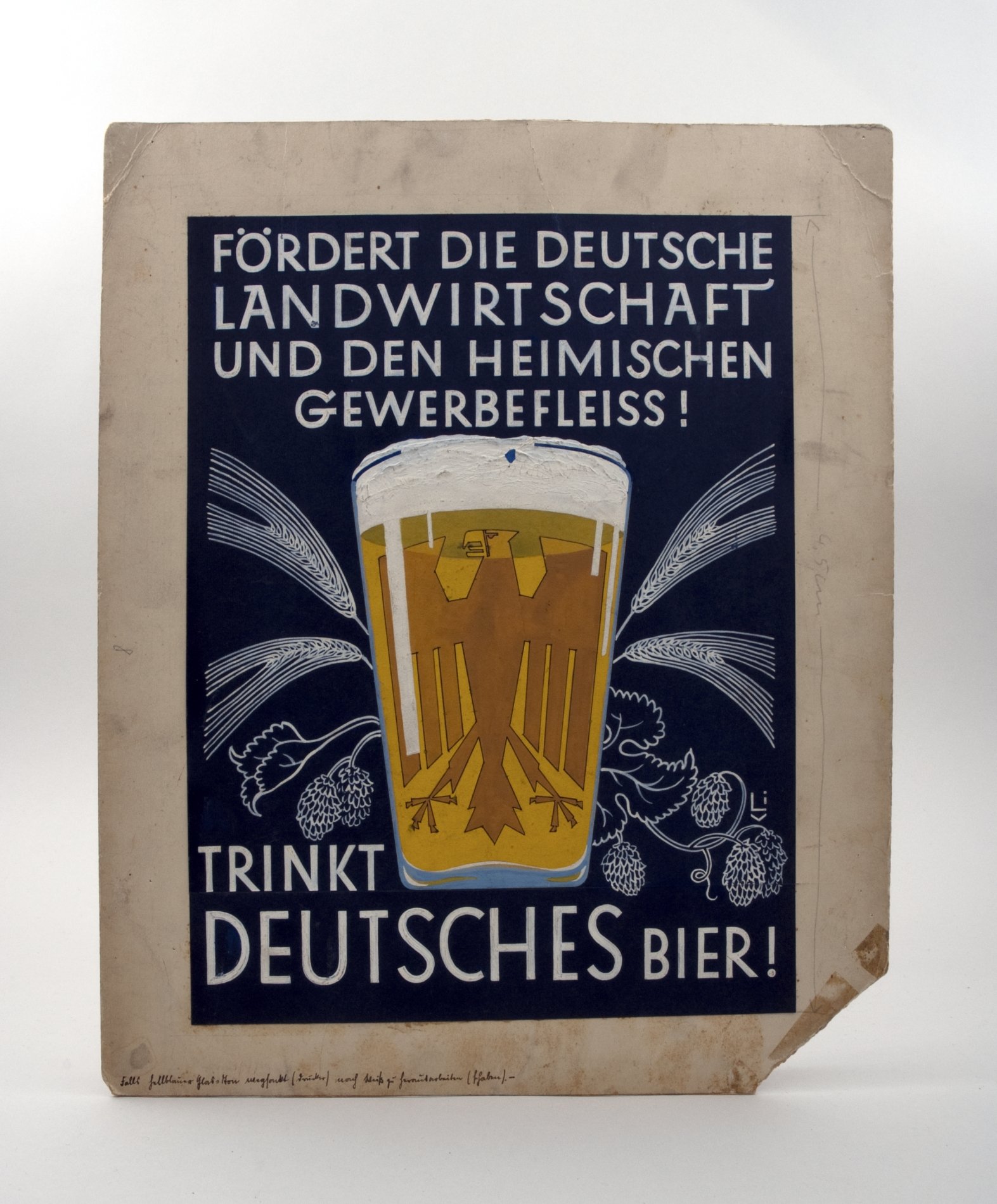 Plakatentwurf "...Trinkt Deutsches Bier!" (Stiftung Domäne Dahlem - Landgut und Museum, Weiternutzung nur mit Genehmigung des Museums CC BY-NC-SA)