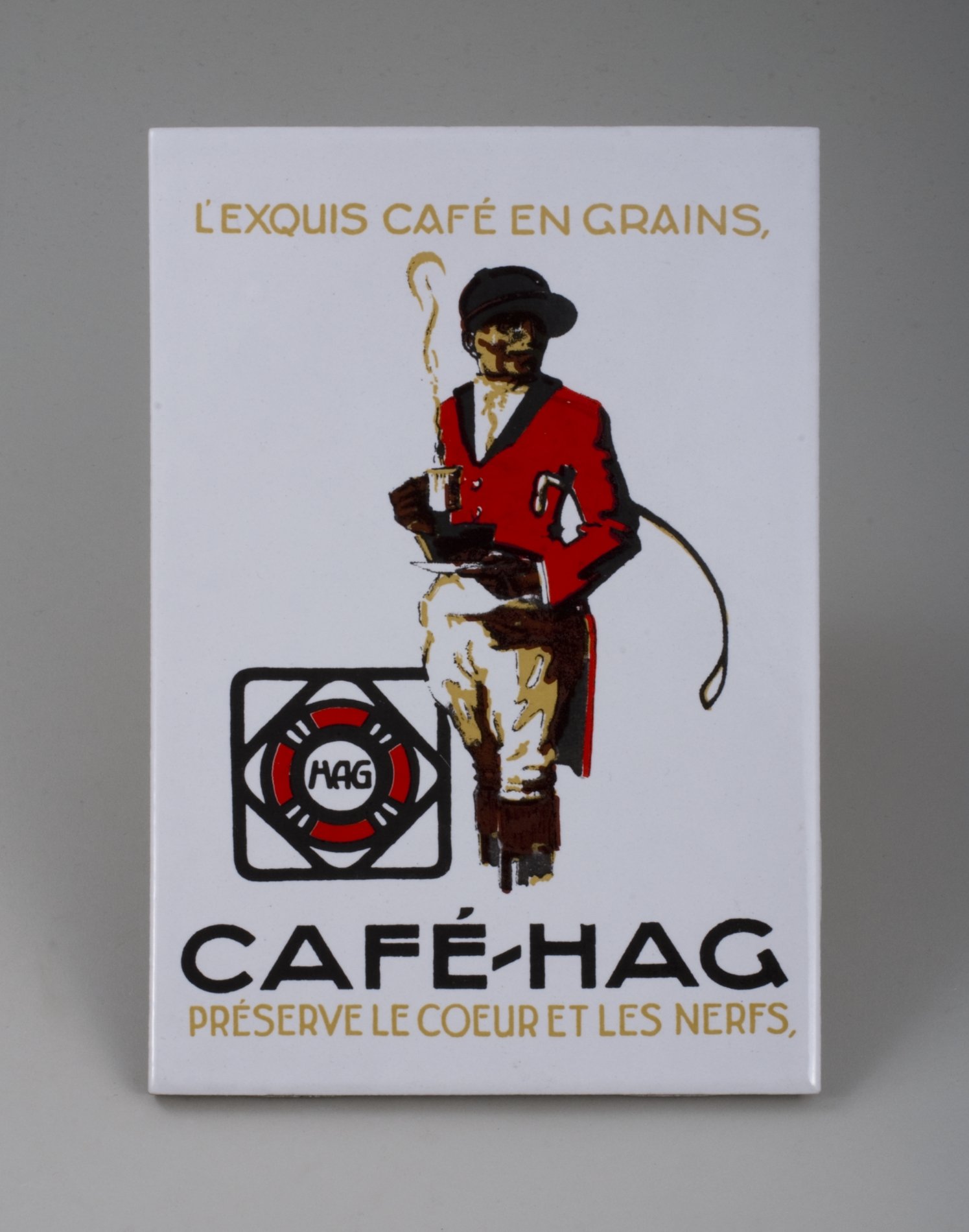 Werbe-Fliese "Café-HAG" (Stiftung Domäne Dahlem - Landgut und Museum, Weiternutzung nur mit Genehmigung des Museums CC BY-NC-SA)