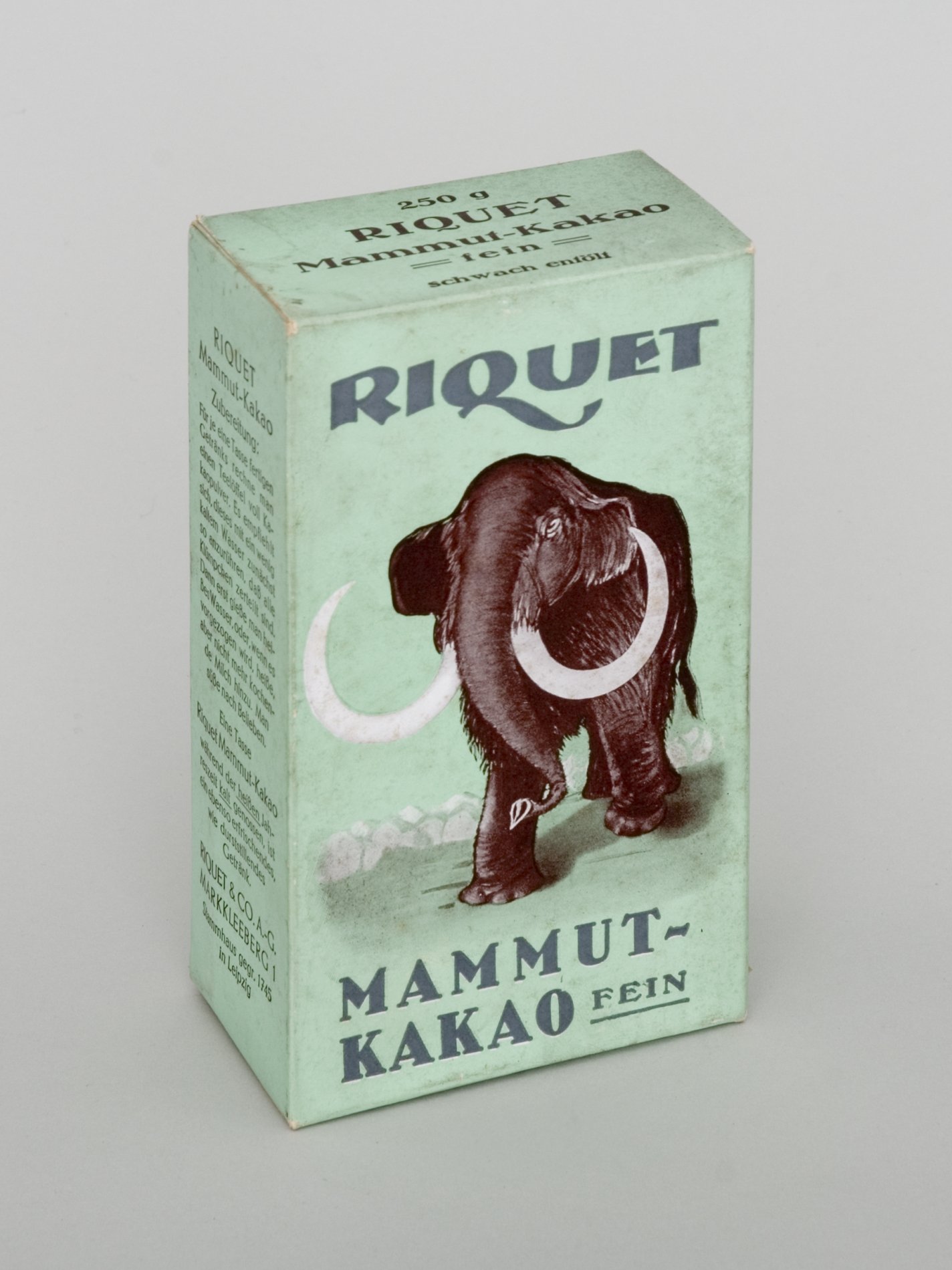 Packung "Riquet - Mammut-Kakao" (Stiftung Domäne Dahlem - Landgut und Museum, Weiternutzung nur mit Genehmigung des Museums CC BY-NC-SA)