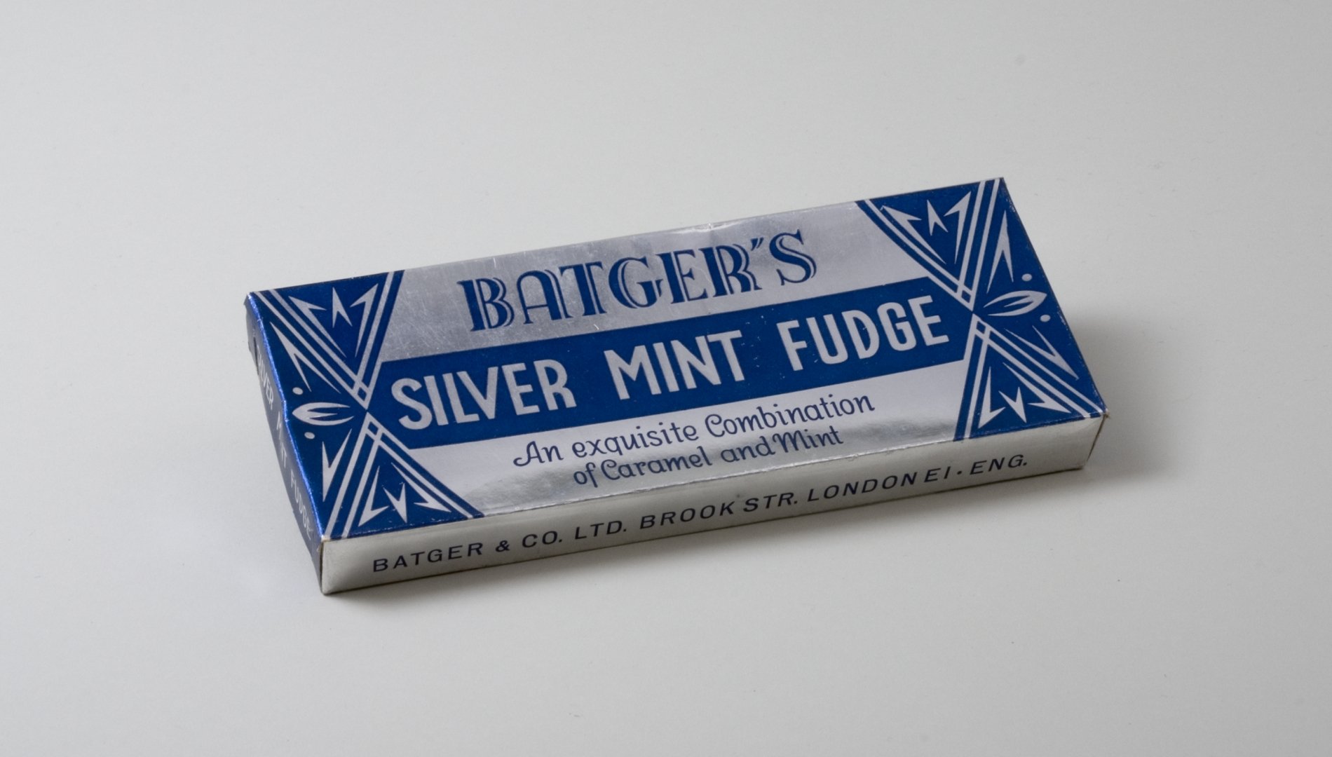 Packung "Batger's Silver Mint Fudge" (Stiftung Domäne Dahlem - Landgut und Museum, Weiternutzung nur mit Genehmigung des Museums CC BY-NC-SA)