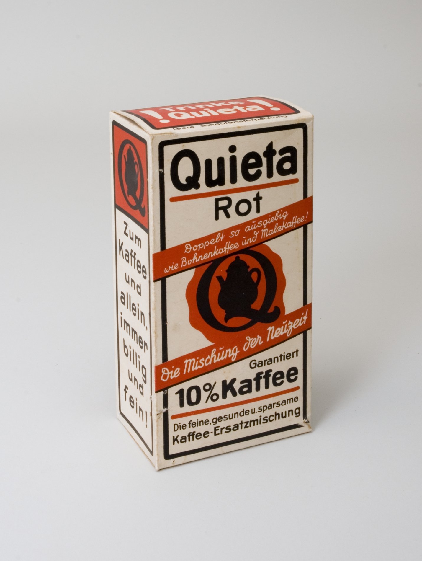 Schaupackung "Quieta" Rot Kaffeeersatzmischung (Stiftung Domäne Dahlem - Landgut und Museum, Weiternutzung nur mit Genehmigung des Museums CC BY-NC-SA)