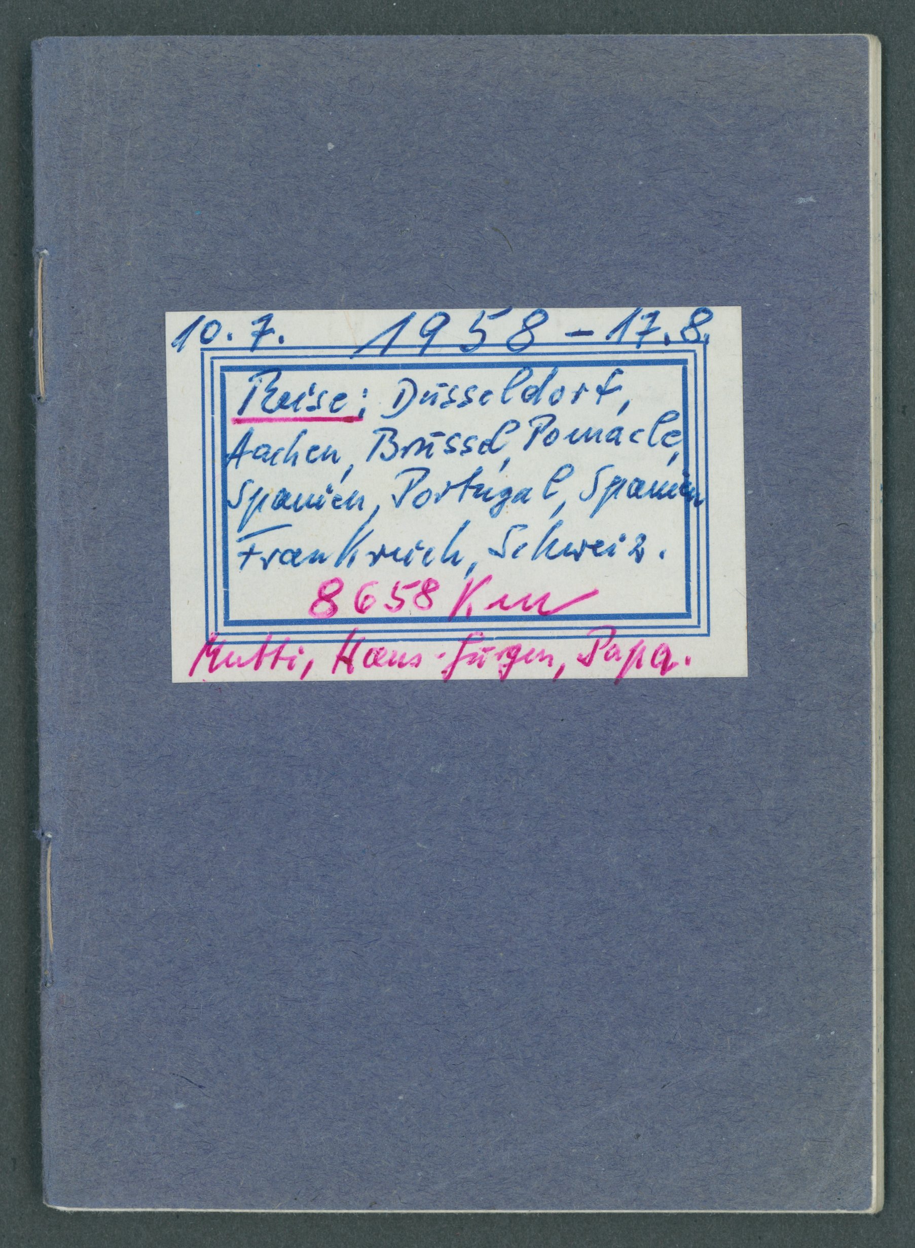 Reisetagebuch 10.7. - 18.8.1958 (Stiftung Domäne Dahlem - Landgut und Museum CC BY-NC-SA)