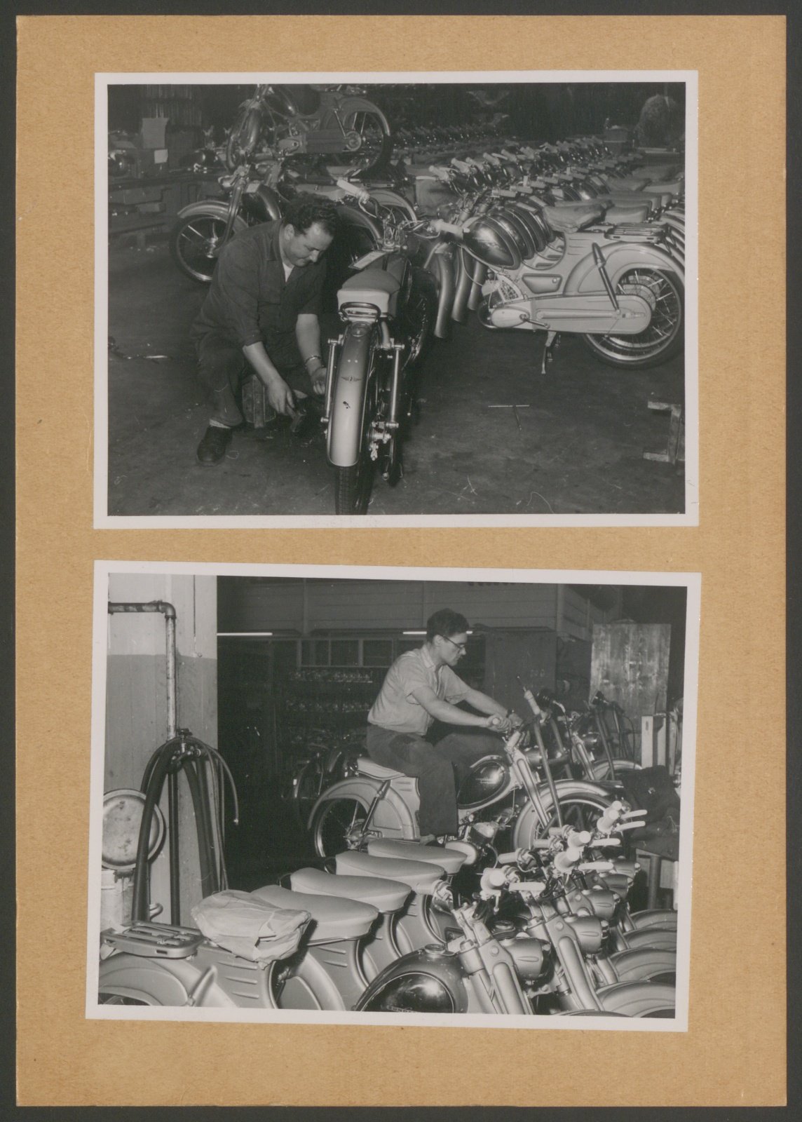 Fotografie: Fertigung und Lagerung von Kleinkrafträdern, mehrere Motive (Stiftung Deutsches Technikmuseum Berlin CC0)