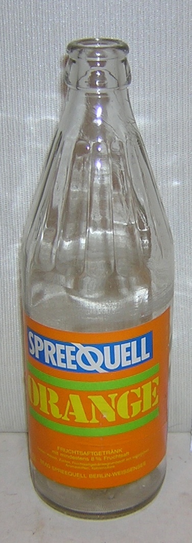Pfandflasche mit Etikett, Orange, Spreequell, 1991 (Museum Pankow CC BY-NC-SA)