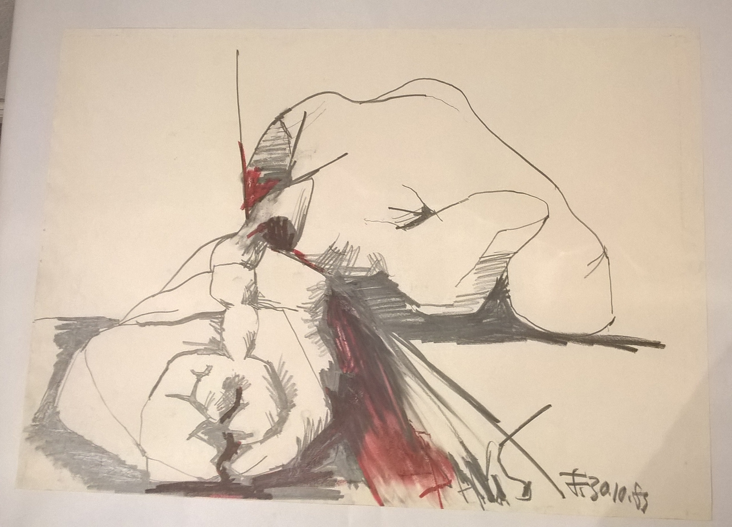 Angst (Bleistift, Rot) (Anti-Kriegs-Museum e.V. CC BY-NC-SA)
