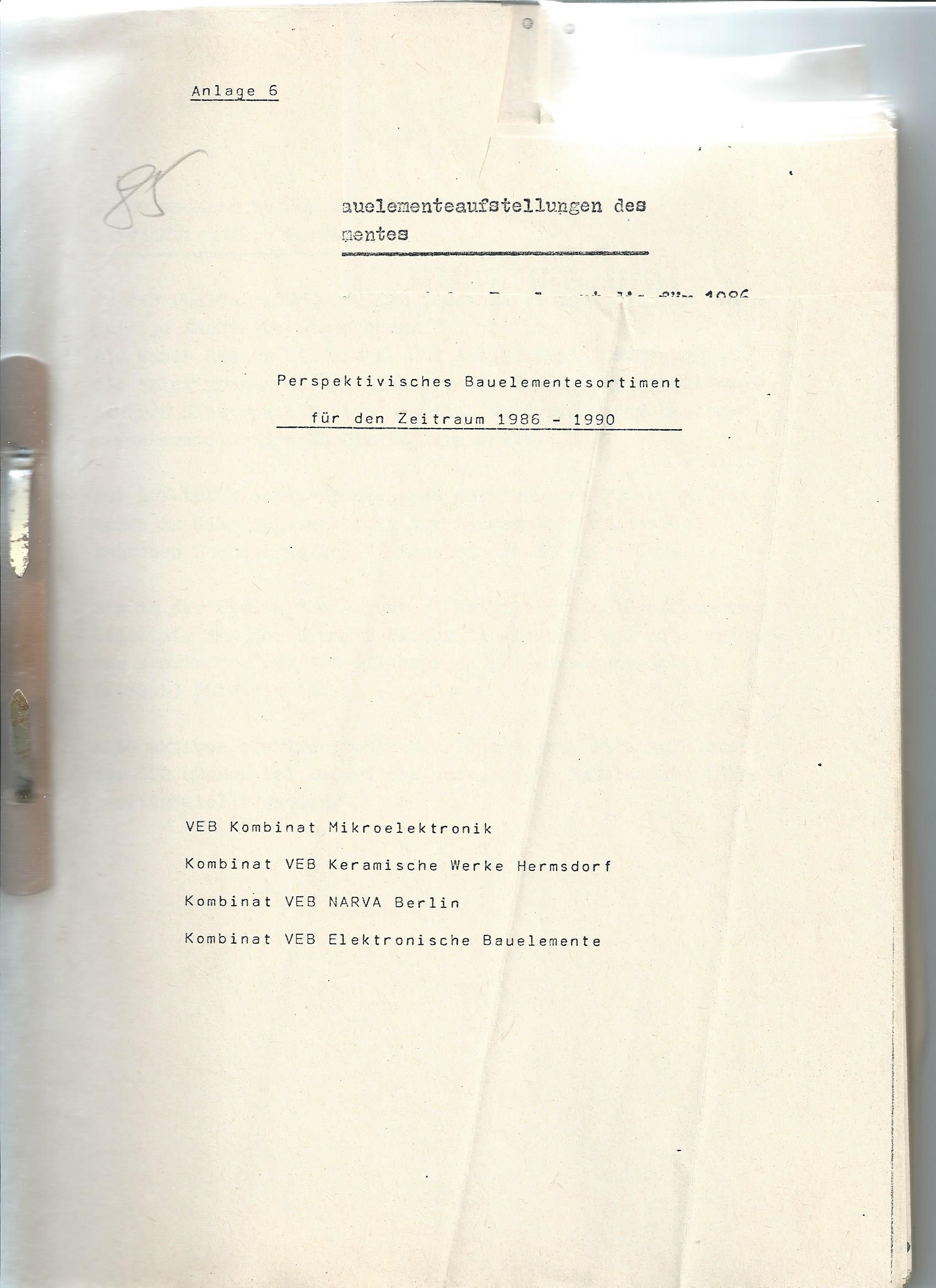 Bauelementesortimentsliste 1985 -  VVS B410 56/85 (Industriesalon Schöneweide CC BY-NC-SA)