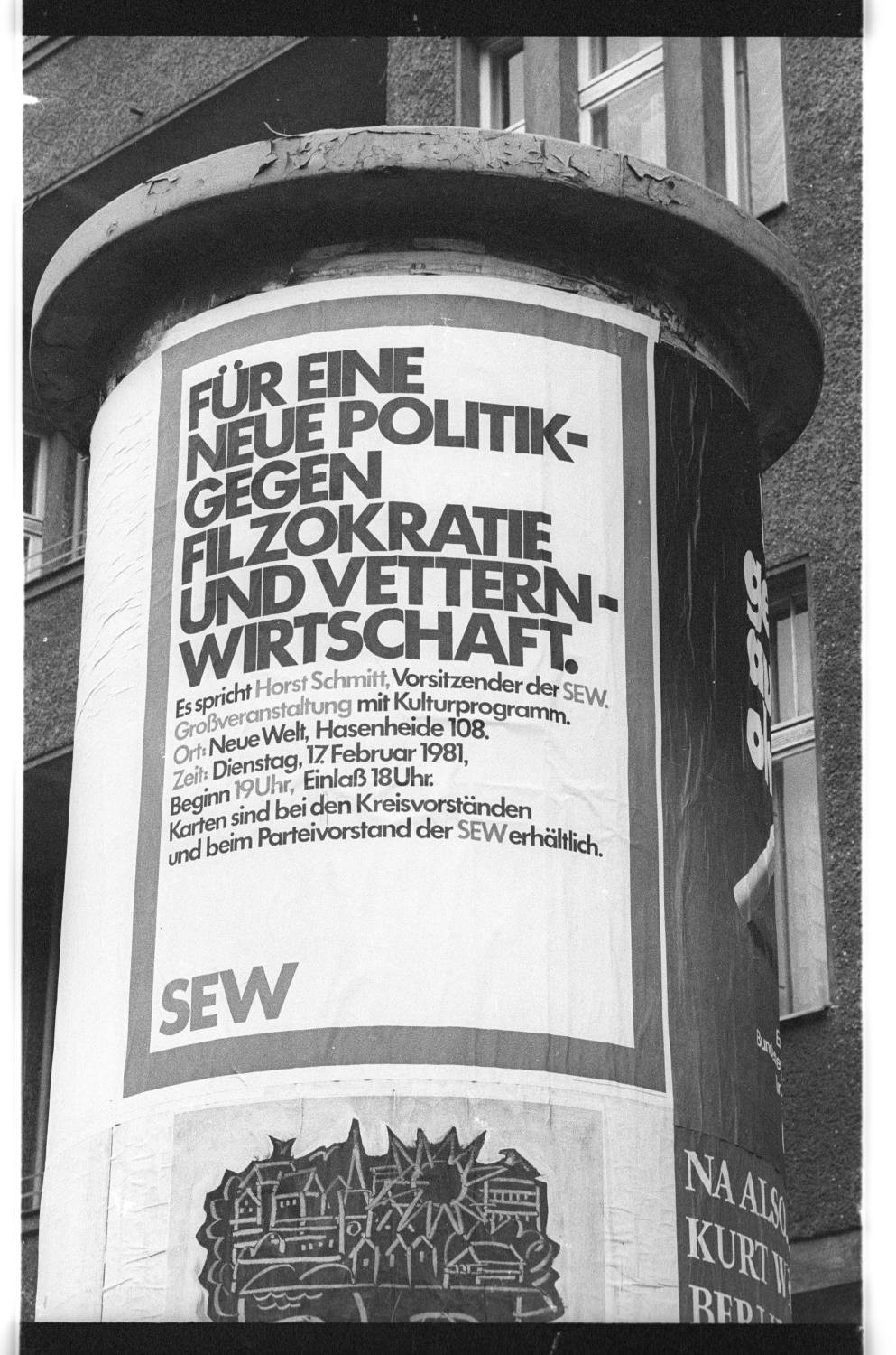 Kleinbildnegativ: SEW-Plakat, 1981 (Museen Tempelhof-Schöneberg/Jürgen Henschel RR-F)