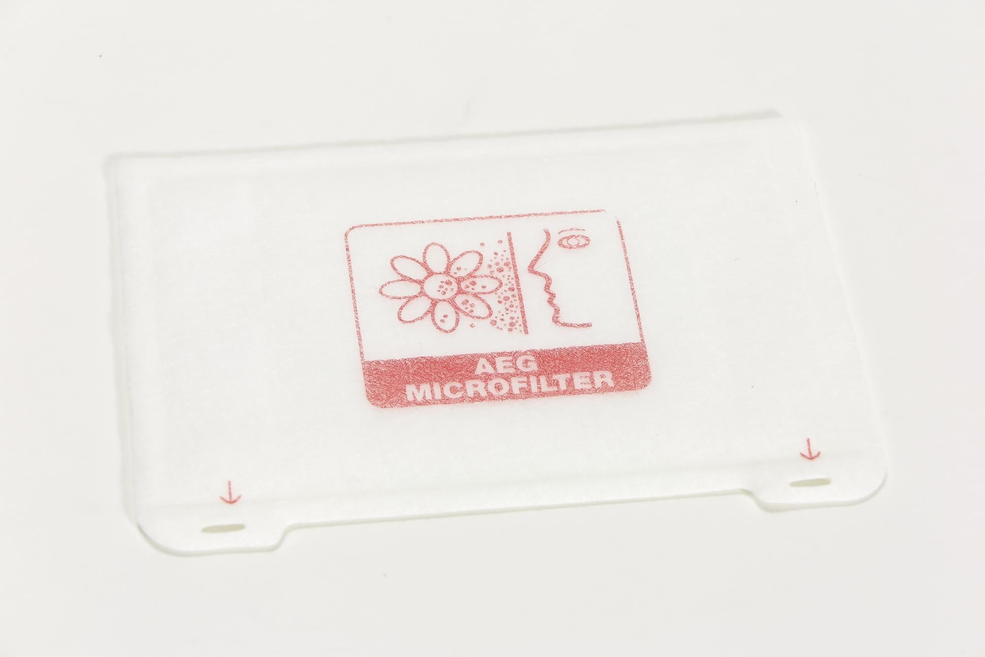 Microfilter "AEG MICROFILTER", Zubehör zu Bodenstaubsauger AEG Typ 60 ACE 05 Modell Öko-Vampyr electronic (Stiftung Deutsches Technikmuseum Berlin CC0)