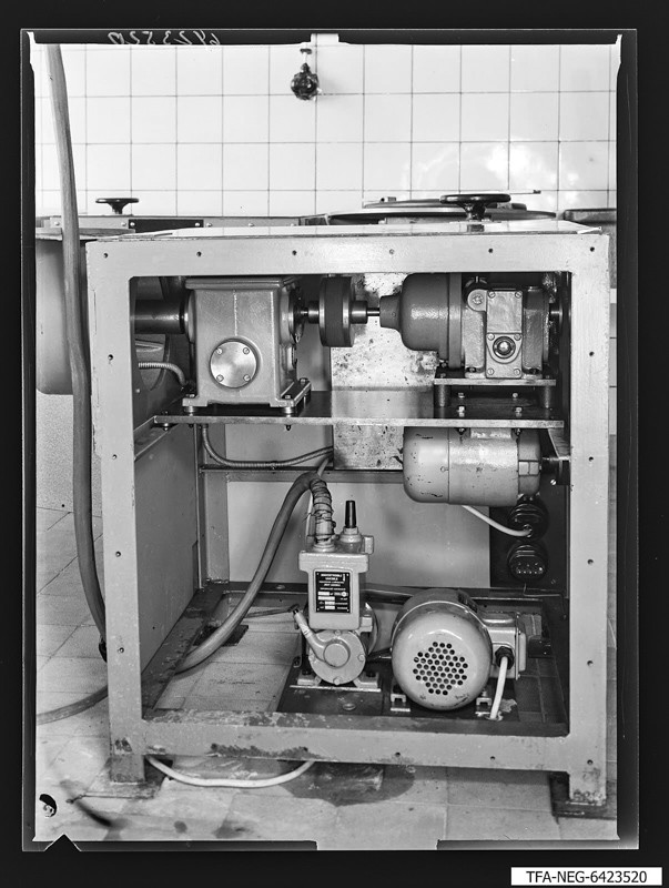 Settelmaschine, Getriebe, Foto 1964 (www.industriesalon.de CC BY-SA)