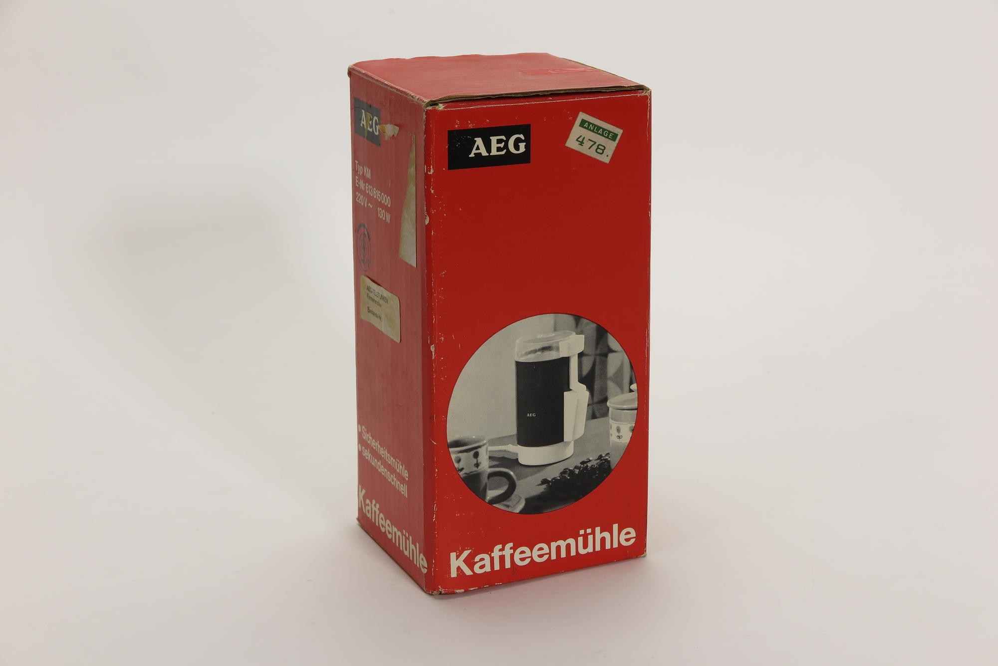 Verpackungskarton, Zubehör zu Elektrische Kaffeemühle AEG Typ KM (Stiftung Deutsches Technikmuseum Berlin CC0)