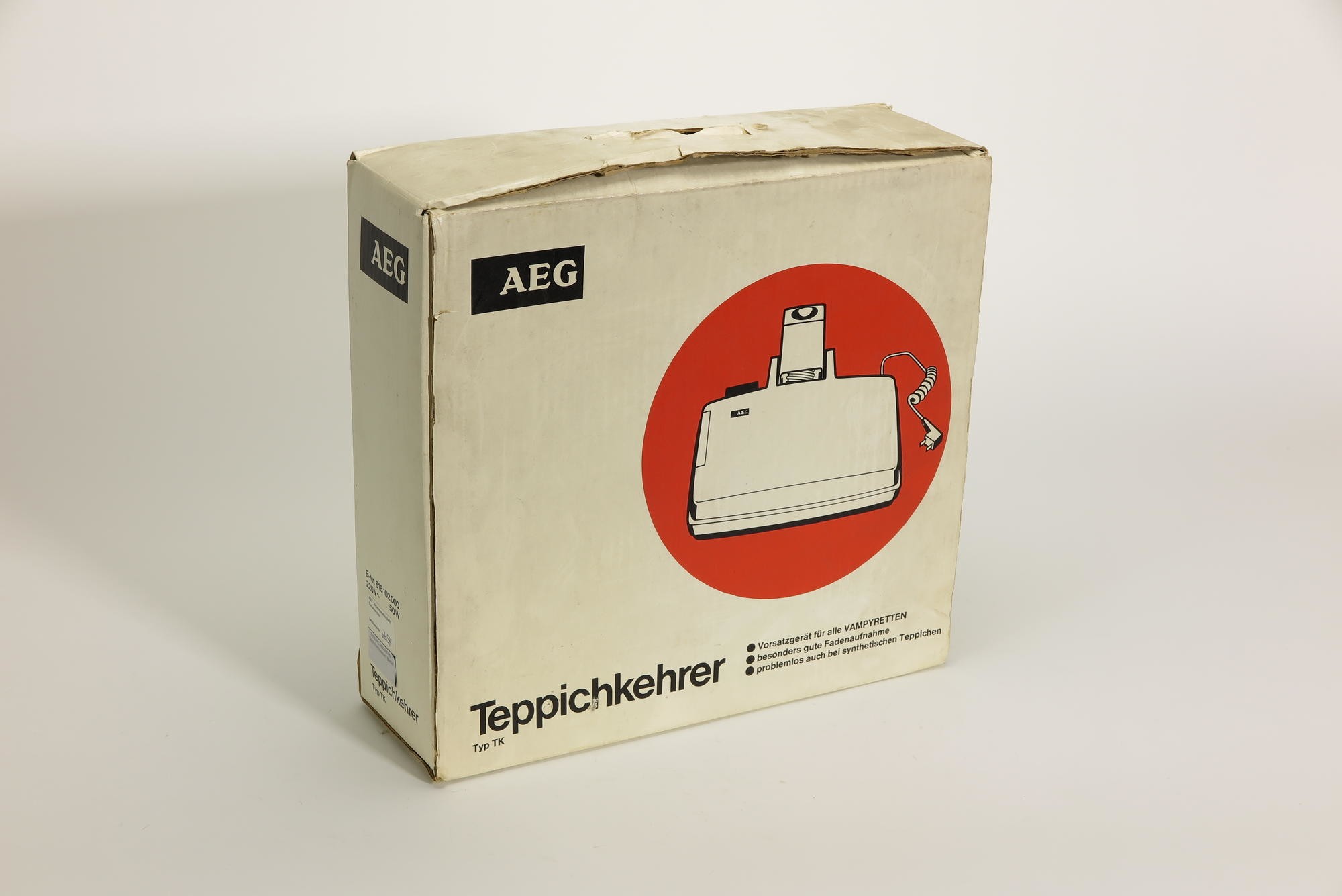 Verpackungskarton, Zubehör zu Teppichkehrer AEG Typ TK für `Vampyrette` (Stiftung Deutsches Technikmuseum Berlin CC0)