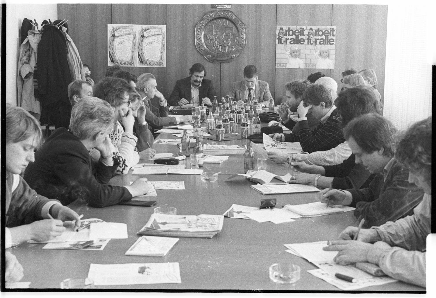 Kleinbildnegativ: Pressekonferenz, DGB-Haus, 1984 (Museen Tempelhof-Schöneberg/Jürgen Henschel RR-F)