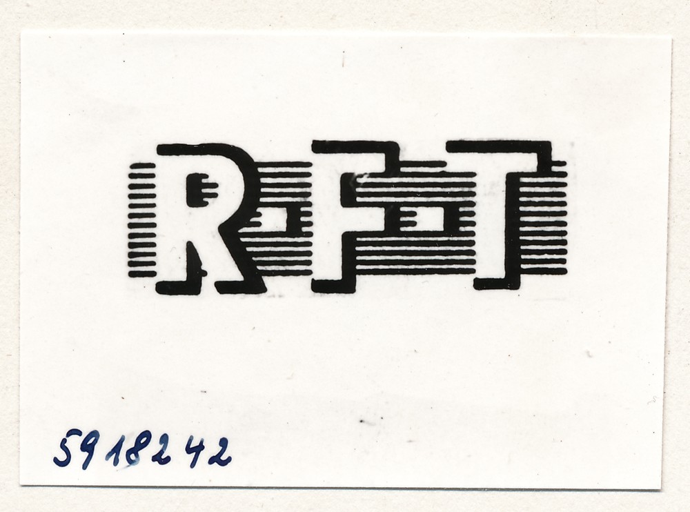 Firmenzeichen RFT 4 cm; Foto, 5. Juni 1959 (www.industriesalon.de CC BY-SA)