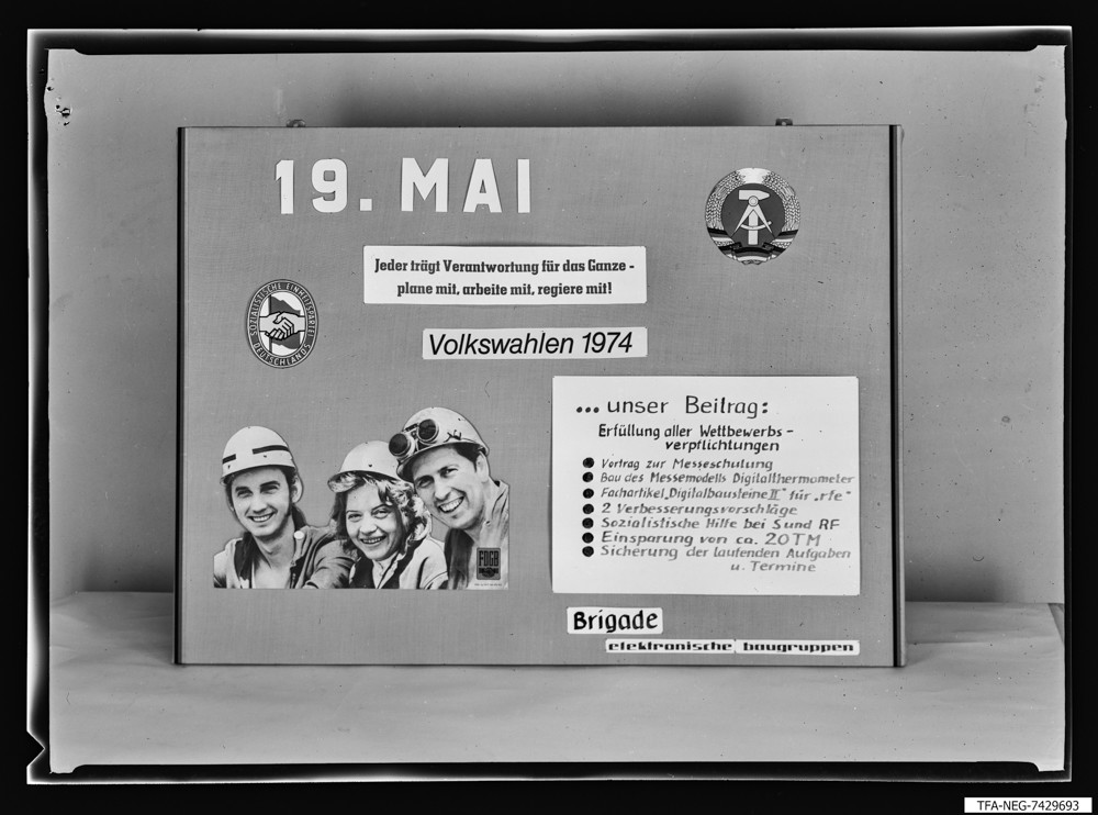 Wandplakat zu Kommunalwahlen; Foto, Juni 1974 (www.industriesalon.de CC BY-SA)