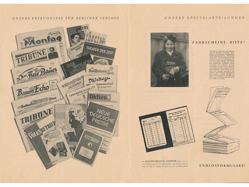 Berliner Druckhaus Broschüre; Foto, 1949 (www.industriesalon.de CC BY-SA)